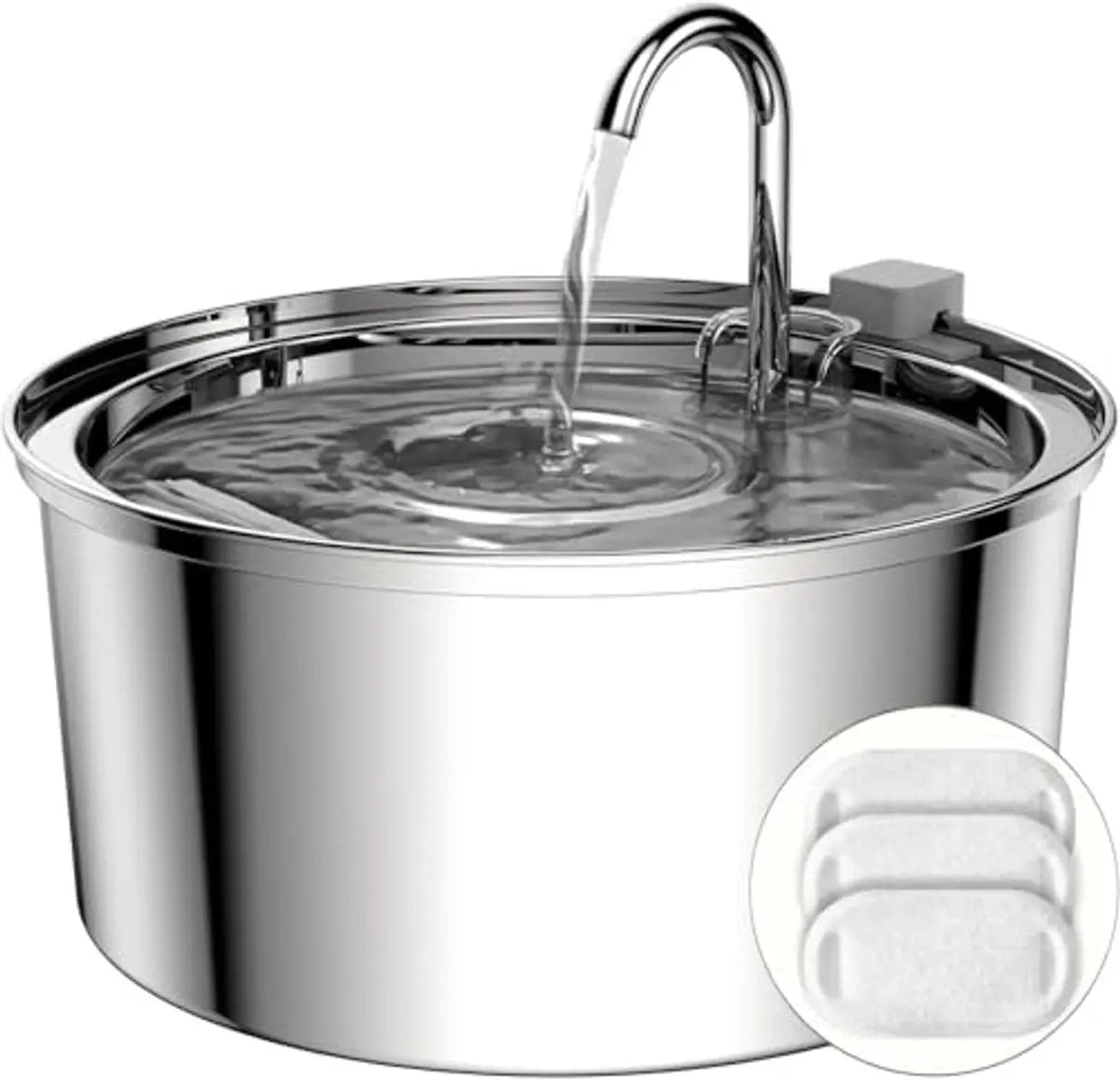 Cat Drinking Fountain - Quiet Drinking Fountain for Cats - 3.2L Stainless Steel Water Fountain with Filter - Cat Water Fountain - Cat Drinking Bowl - Includes 4 Cat Fountain Filters - for Cats and Dogs Wholesale Hub