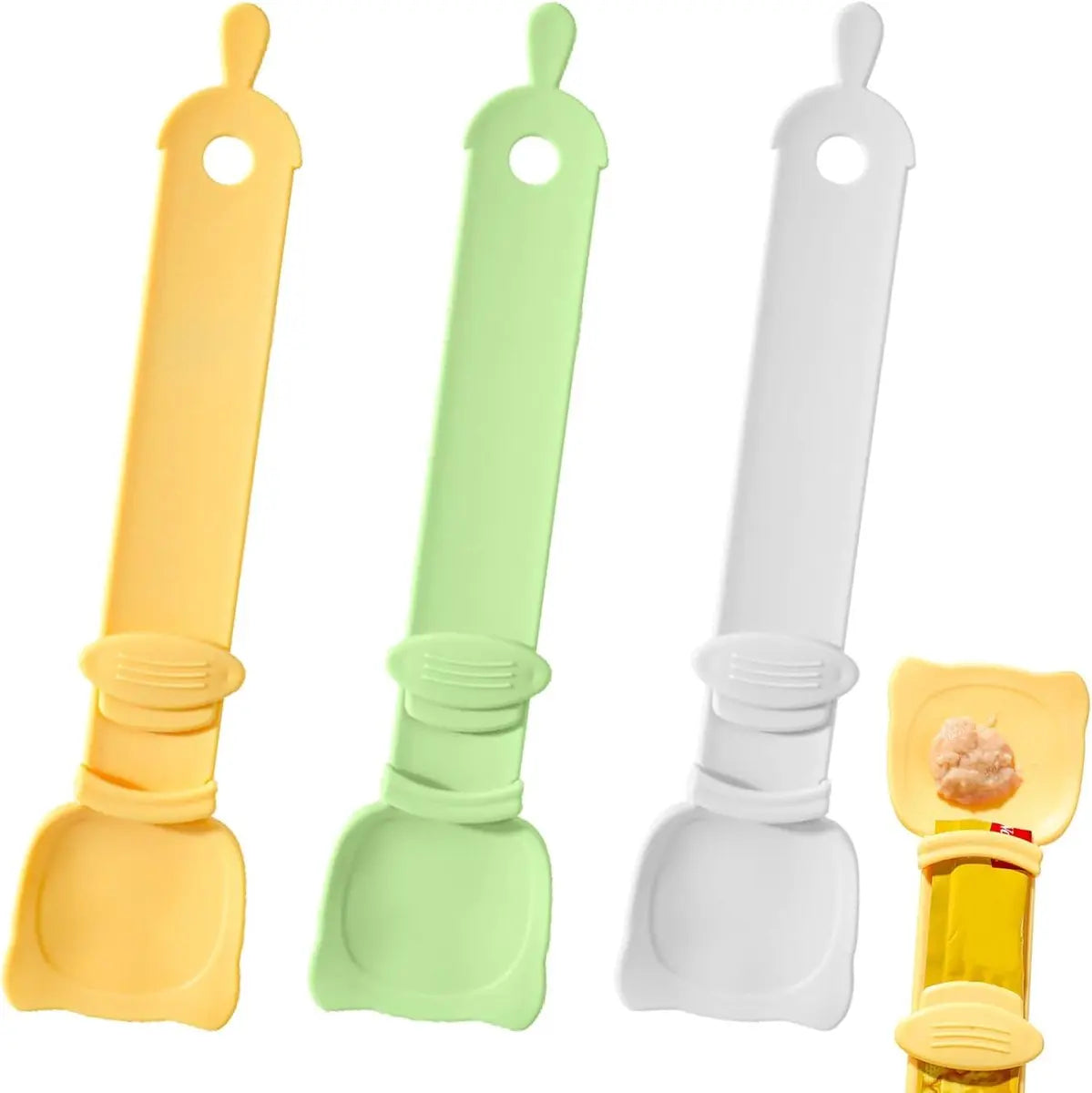 spoon for cats - Squeeze spoon for cat food - Feeding spoon for cat treats - Feeding spoon for wet food - Lick spoon for liquid cat food - Set of 3 Wholesale Hub