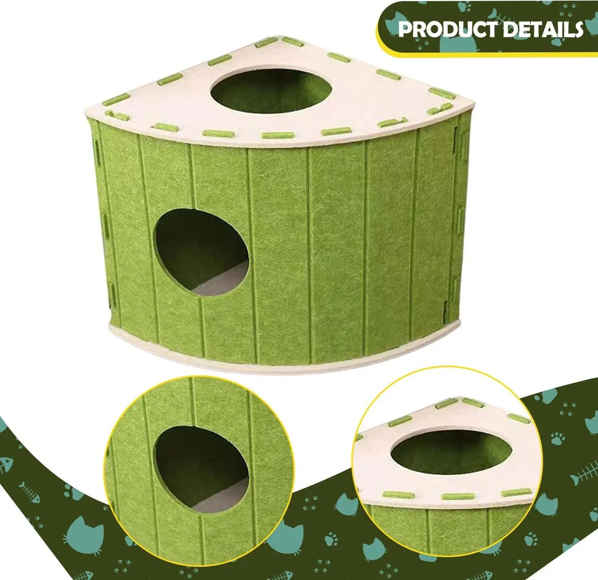 Cat House - Cat Basket - Cat Den - Felt-Shaped Cat Bed - Suitable for All Seasons - Warm | Scratch-Resistant - Pet Bed | Deep Sleeping Bed - Green Wholesale Hub