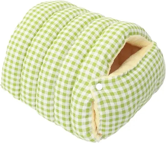 Cat house - Cat basket - Plush and warm - Removable and washable - Closed cat bed for winter - Suitable for indoor and outdoor use in winter, camping, traveling, in the bedroom, living room and apartment - Green and white checkered Wholesale Hub
