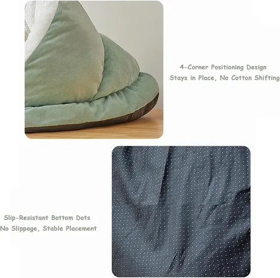 Cat Bed - Comfortable Slipper-Shaped Cat Bed - Semi-Enclosed Pet Den - Suitable for Indoor Cats and Small Dogs - Warm Plush Cat and Dog Bed - Non-Slip Bottom - 50*35*30 cm - Gray Wholesale Hub