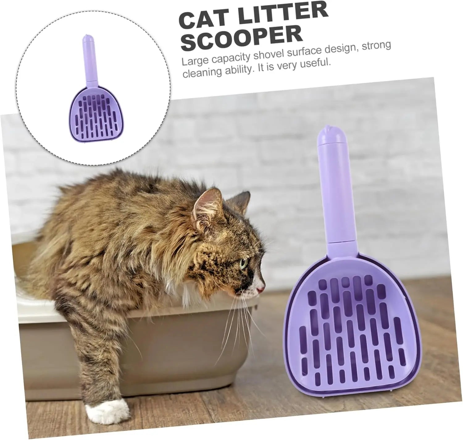 Cat Litter Scoop - Multifunctional - With Foot - Poop Picker - Purple - 1 Pack Wholesale Hub