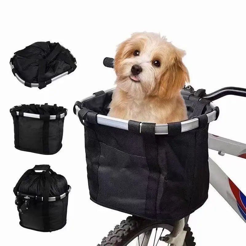 Bicycle basket - Front bike basket - Small dog carrier - Removable mountain bike handlebar tube - Hanging foldable luggage bag with a load capacity of 5 kg - Black Wholesale Hub