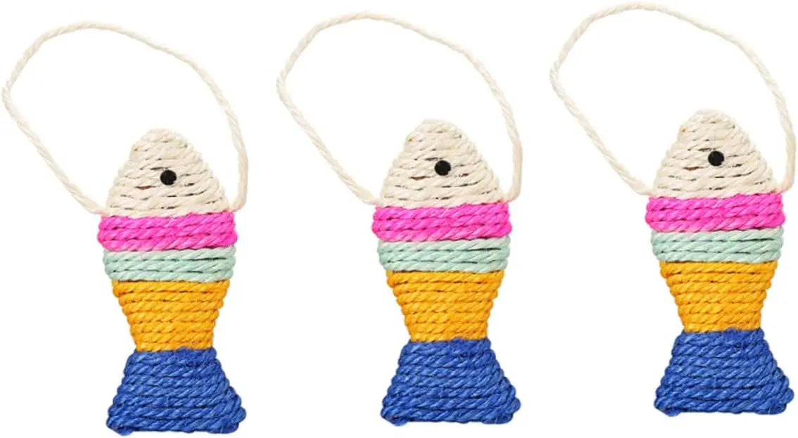 Interactive Cat Toys - Cat Toys - Intelligence Cat Toys - Sisal Scratching Mat in Fish Shape - Durable Scratching Toys for Cats - Protects Furniture & Provides Long-Lasting Fun - 3 Pieces Wholesale Hub