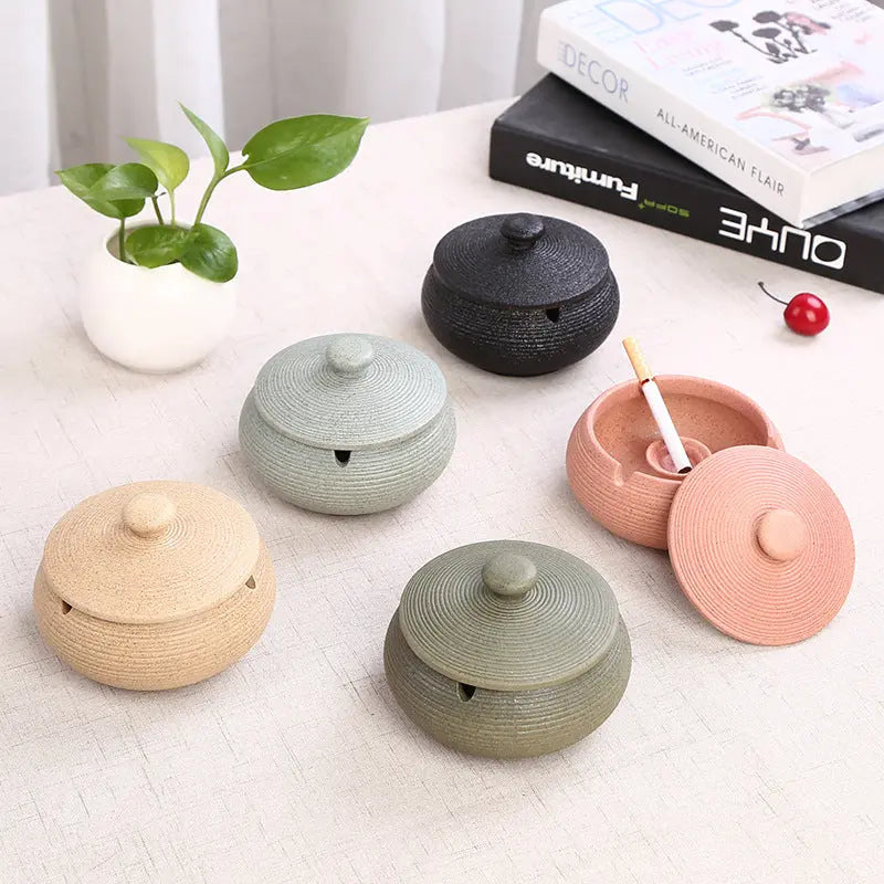 Ceramic Ashtray with Lid - Green - Wind Ashtray for Outdoor & Indoor - Decorative & Anti-Odor Wholesale Hub