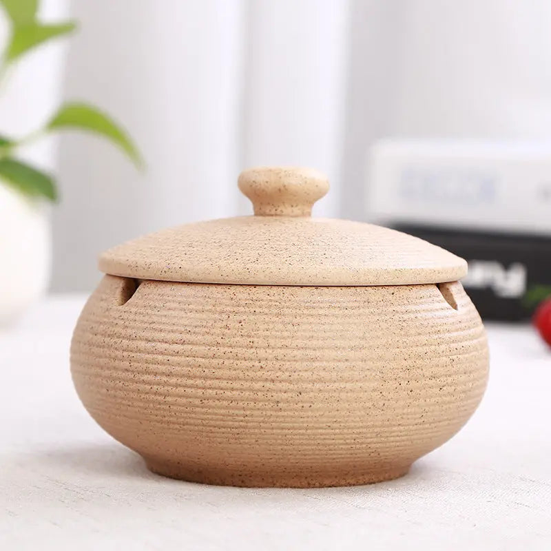 Ceramic Ashtray with Lid - Yellow - Wind Ashtray for Outdoor & Indoor - Decorative & Anti-Odor Wholesale Hub