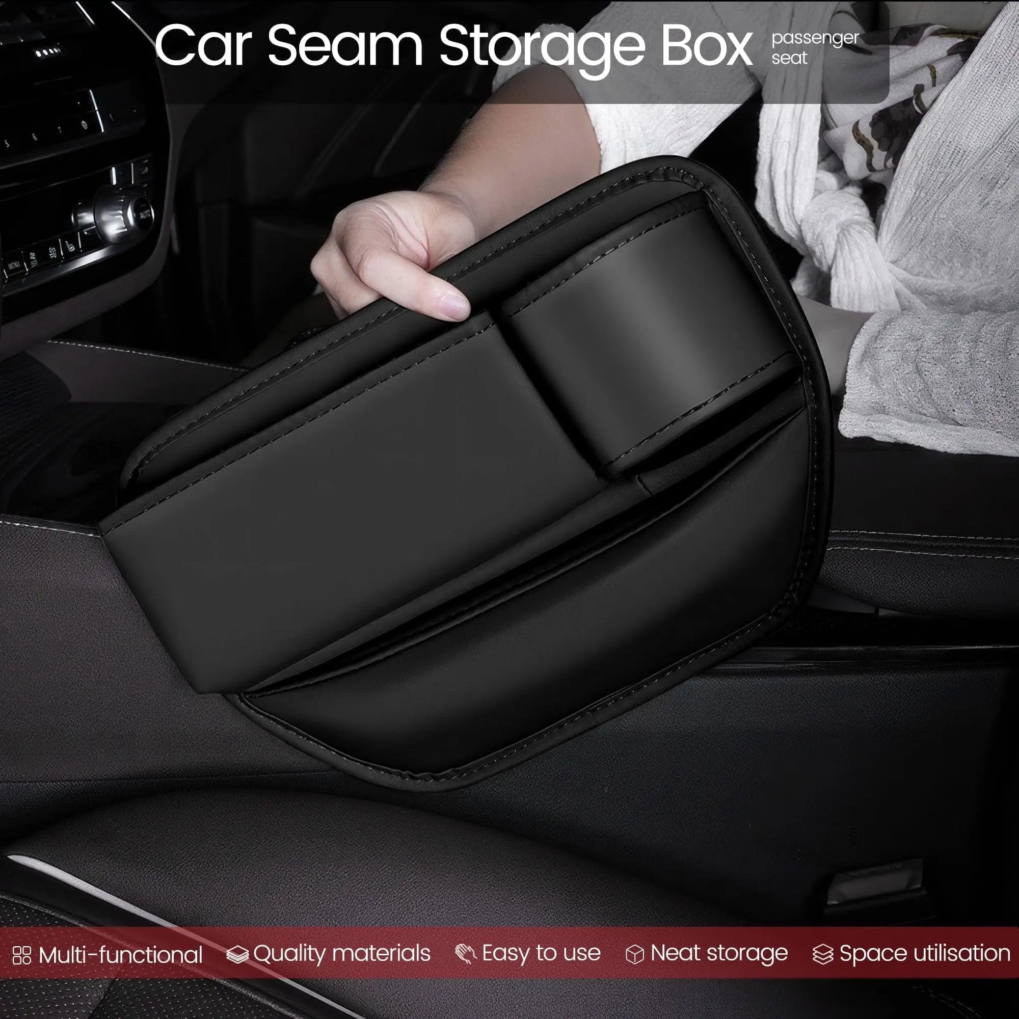 DEIKAL 2 Pack Car Leather Cup Holder Gap Bag - Car Seat Gap Filler & Organizer, Adjustable Seat Gap Storage Box for Phones, Glasses, Keys, Cards Wholesale Hub