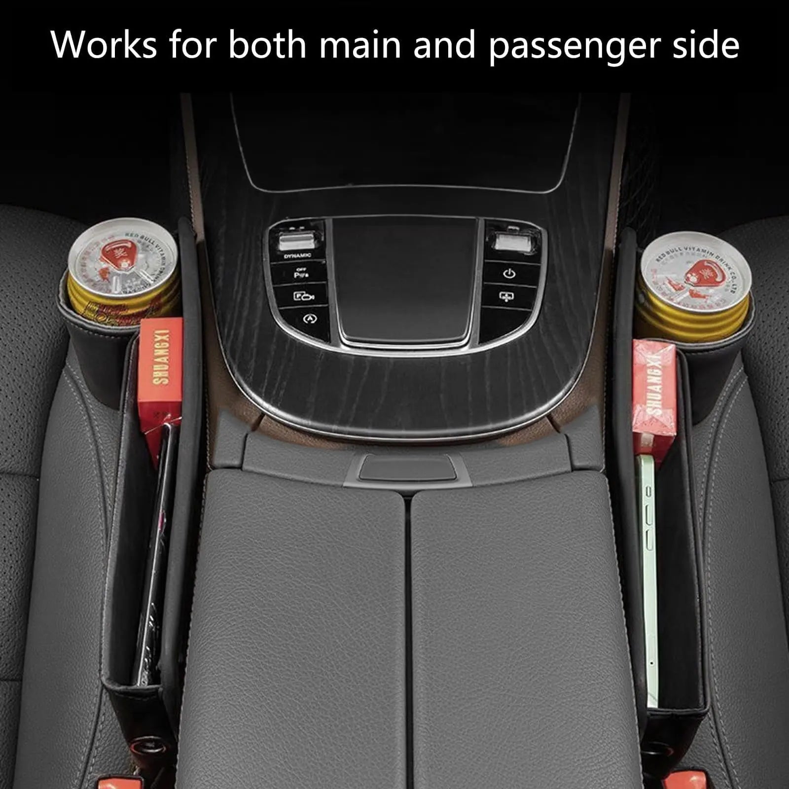 DEIKAL 2 Pack Car Leather Cup Holder Gap Bag - Car Seat Gap Filler & Organizer, Adjustable Seat Gap Storage Box for Phones, Glasses, Keys, Cards Wholesale Hub