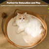 Cat Bed Rope Cotton, Cotton Rope Woven Round Cat Beds Basket with Built-in Teasing Ball, Handwoven Foldable Scratchable for Small & Large pet Brown（M） Wholesale Hub