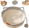 Cat Bed Rope Cotton, Cotton Rope Woven Round Cat Beds Basket with Built-in Teasing Ball, Handwoven Foldable Scratchable for Small & Large pet Gray（S） Wholesale Hub