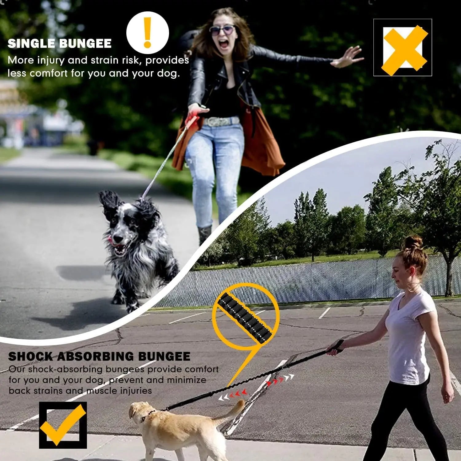 Keyohome Heavy Duty Dog Leash Especially Large Dogs Up to 150lbs, 4-6 Ft Reflective Dog Walking Training Shock Absorbing Bungee L Black Wholesale Hub