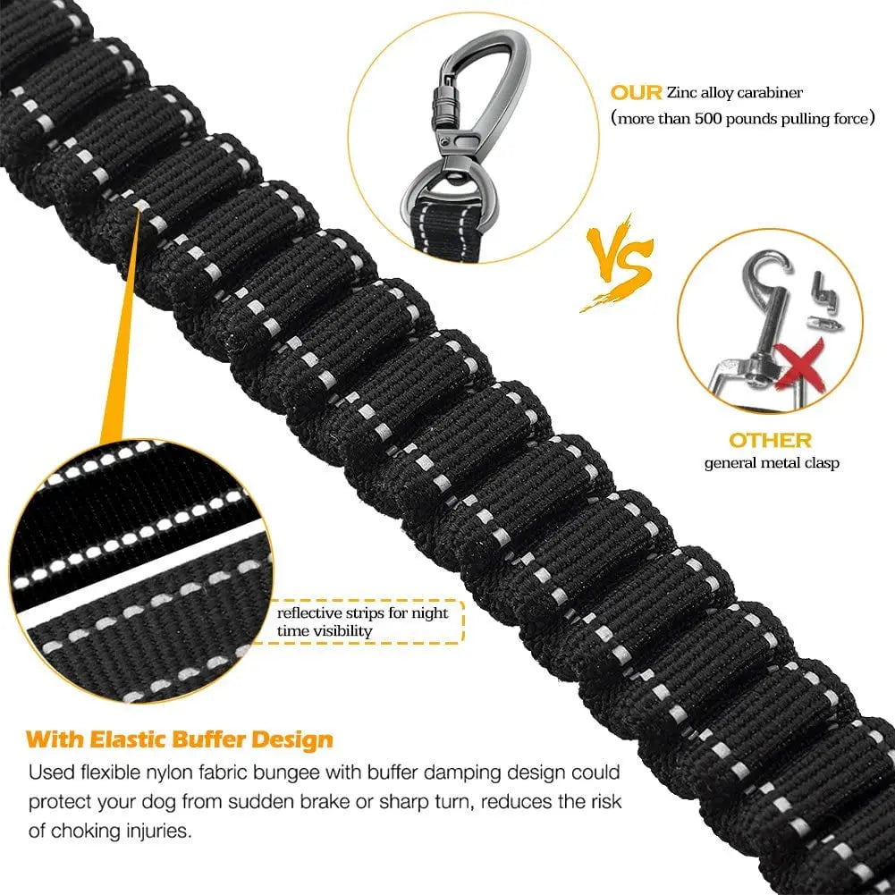Keyohome Heavy Duty Dog Leash Especially Large Dogs Up to 150lbs, 4-6 Ft Reflective Dog Walking Training Shock Absorbing Bungee L Black Wholesale Hub