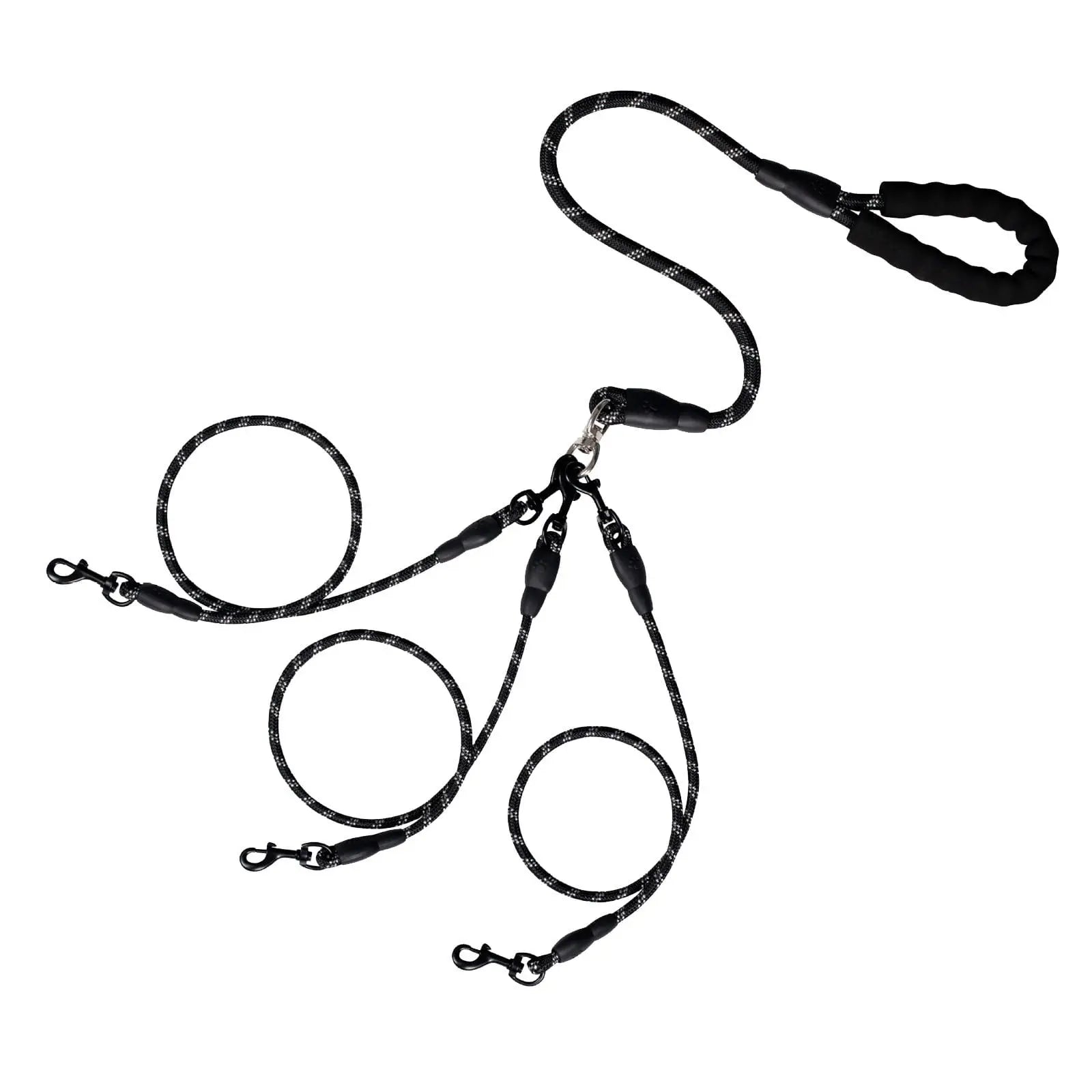 LGCASL 3 Dog Leash No Tangle, Heavy Duty Multiple Dog Lead Shock Absorbing Bungee, Triple Bungee Leash, Reflective Dog Leash Free Multi Pet Walking Rope with Detachable Black Wholesale Hub