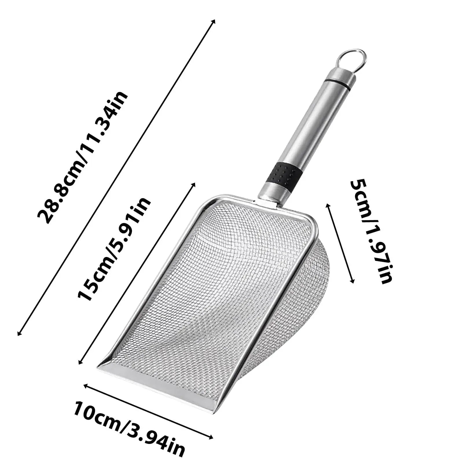 Stainless Steel Cat Litter Shovel - Mesh Shovel with Small Holes, Fine Mesh Sand Scoop for Litter Box Cleaning, Feces Screening Shovel, 10cm Deep for Easy Waste Separation, Comfortable Handle Wholesale Hub