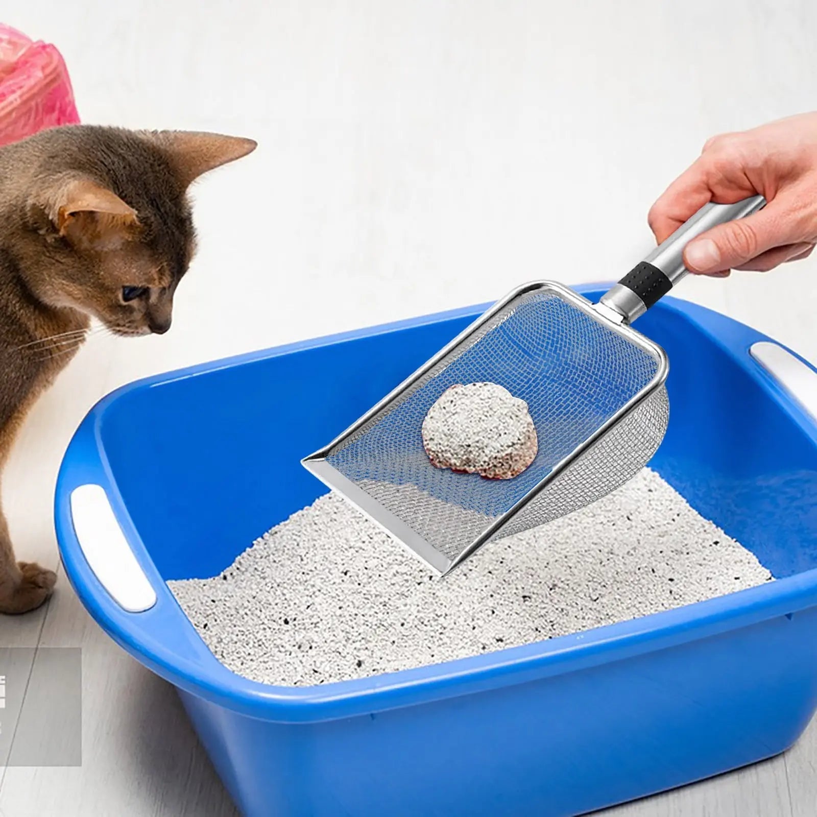 Stainless Steel Cat Litter Shovel - Mesh Shovel with Small Holes, Fine Mesh Sand Scoop for Litter Box Cleaning, Feces Screening Shovel, 10cm Deep for Easy Waste Separation, Comfortable Handle Wholesale Hub