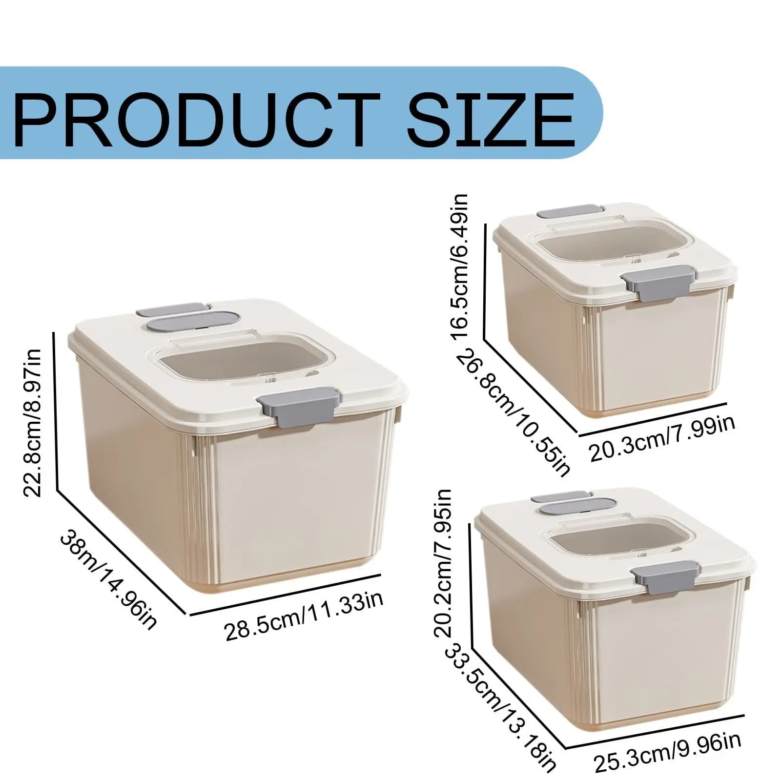 Airtight Pet Food Storage Container for Dog Cat Food Up to 10lbs Large Dry Food Bin with Measuring Cup Lids for Treats and Other Pets (10 LB), 6.31x9.44x7.08 7.99" x 10.55" x 6.49" Beige/Small Wholesale Hub