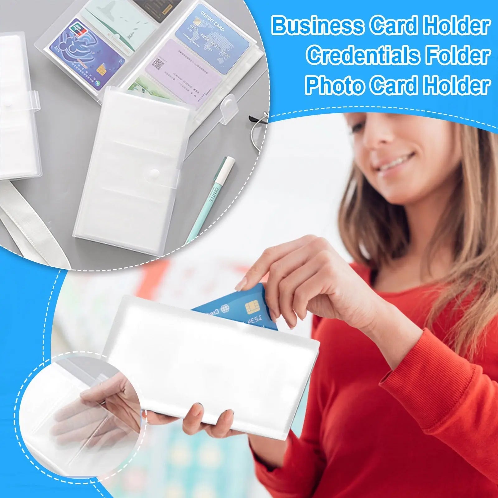 1 Pcs PP Professional Business Card Holder Organizer Book,Portable Business Card Binder- 120 Card Capacity Premium PP Folder with hard Cover, Name Card Credit Cards Binder for Men/Women(cat) Clear Wholesale Hub