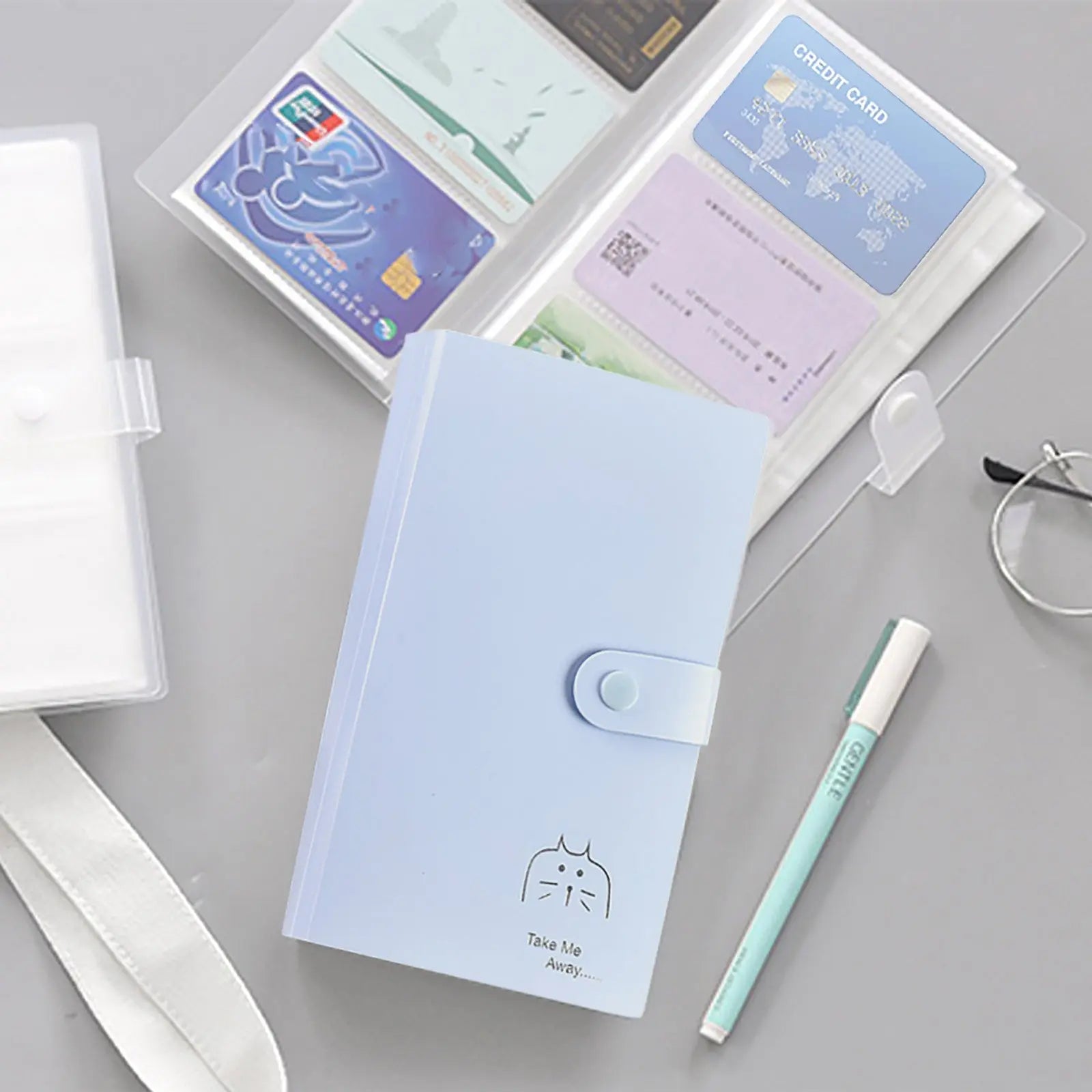 1 Pcs PP Professional Business Card Holder Organizer Book,Portable Business Card Binder- 120 Card Capacity Premium PP Folder with hard Cover, Name Card Credit Cards Binder for Men/Women(cat) cat Wholesale Hub