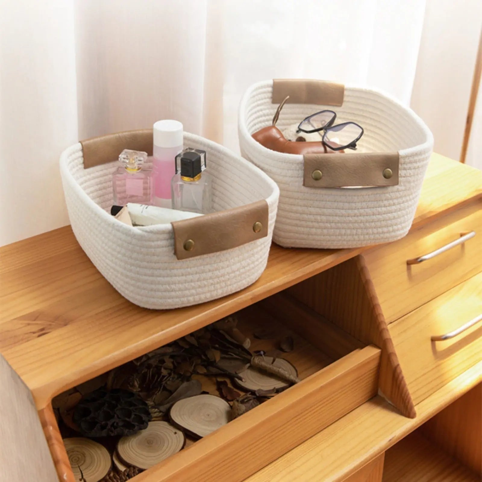 Small Cat Ears Toy Organizer, Woven Cotton Rope Basket, Decorative Nursery Bins & Boxes Gift Basket Empty for Pet Toy Storage, 1 Pcs, 7.8x3.93 11.02" x 8.66" x 4.33" Coffee Wholesale Hub