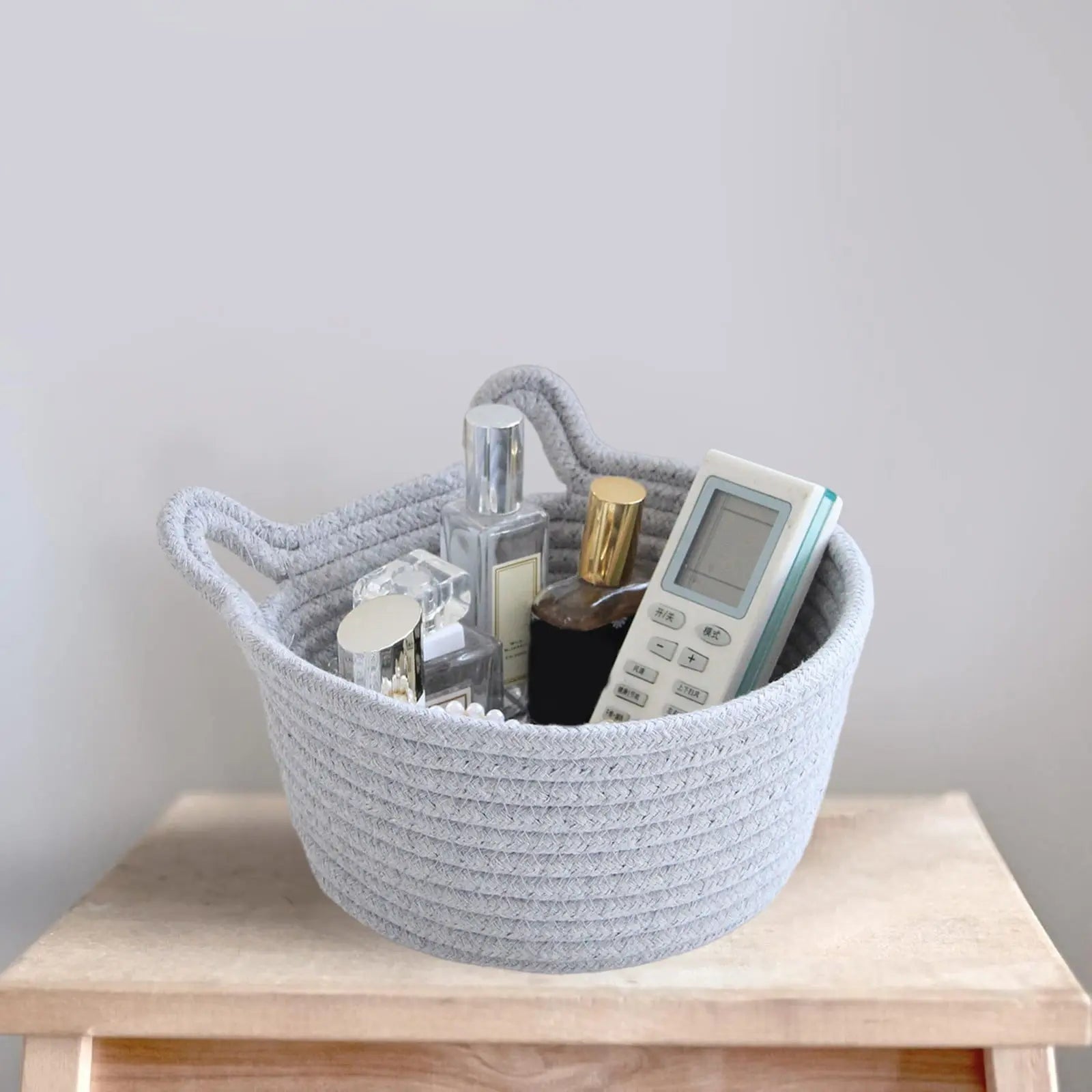 Small Cat Ears Toy Organizer, Woven Cotton Rope Basket, Decorative Nursery Bins & Boxes Gift Basket Empty for Pet Toy Storage, 1 Pcs, 7.8x3.93 13" x 5.9" x 4.0" Grey Wholesale Hub