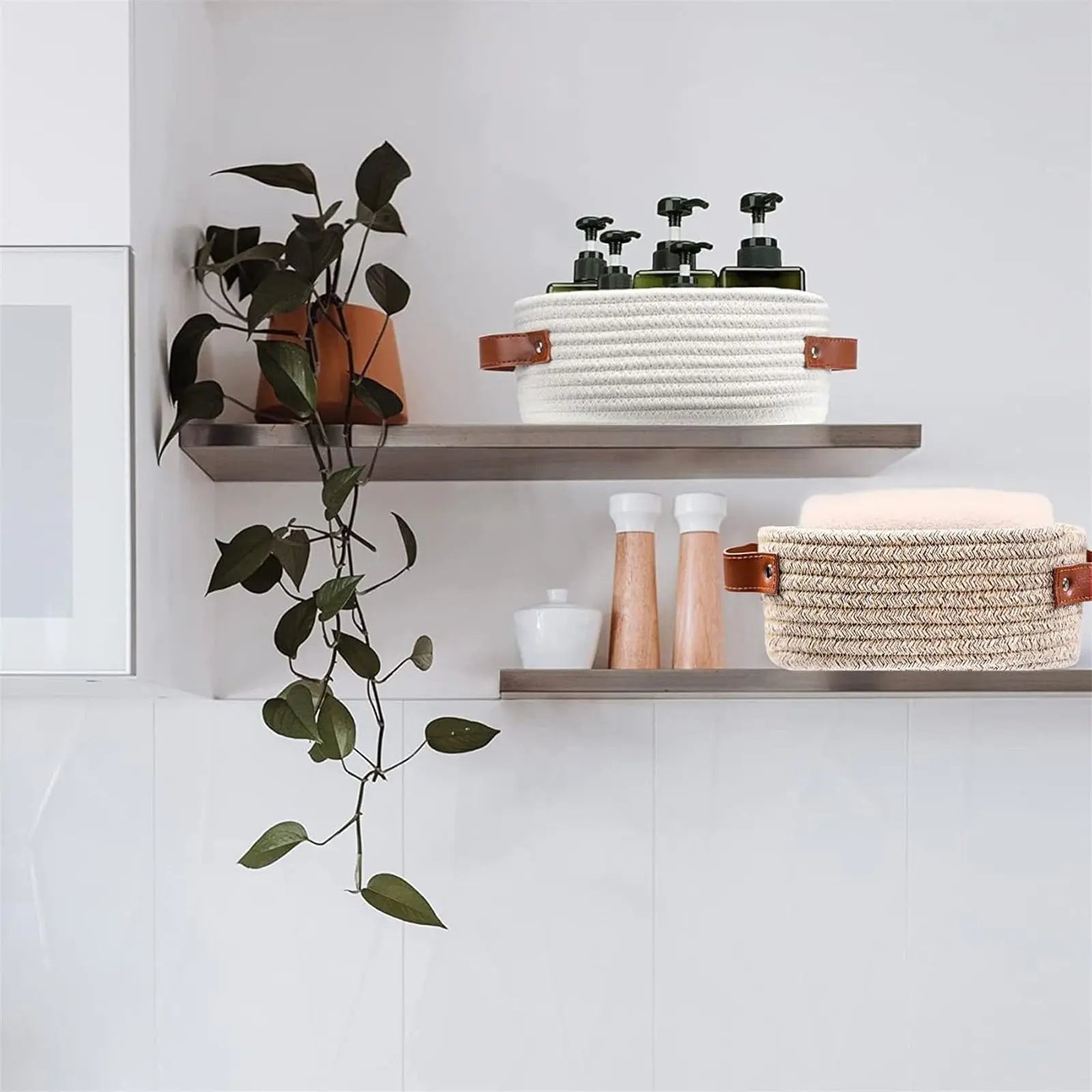 Small Cat Ears Toy Organizer, Woven Cotton Rope Basket, Decorative Nursery Bins & Boxes Gift Basket Empty for Pet Toy Storage, 1 Pcs, 7.8x3.93 13" x 5.9" x 4.0" Khaki Wholesale Hub