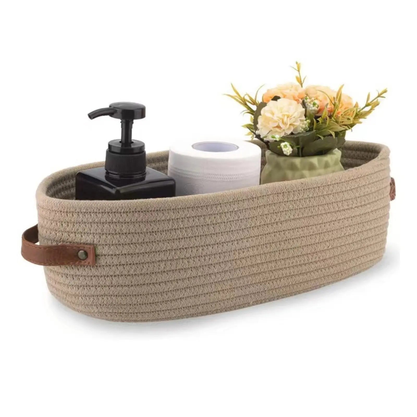 Small Cat Ears Toy Organizer, Woven Cotton Rope Basket, Decorative Nursery Bins & Boxes Gift Basket Empty for Pet Toy Storage, 1 Pcs, 7.8x3.93 13" x 5.9" x 4.0" Khaki Wholesale Hub