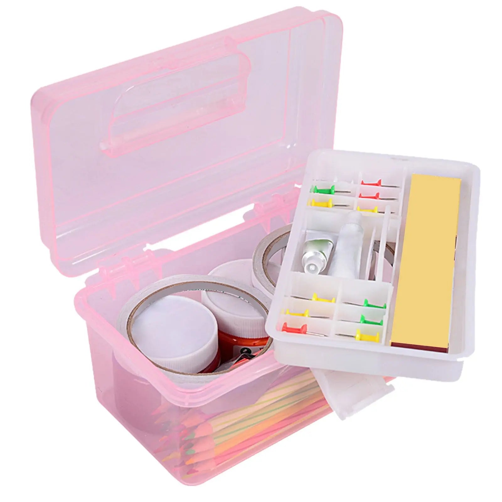 Home Box and Travel Storage Box, Plastic Kit Case Container Empty, Box with Lock Lid & Handle, Emergency Organizer for Family and Traveling, 9.1x4.7x3.7 7.08" x 3.54" x 4.13" White Wholesale Hub