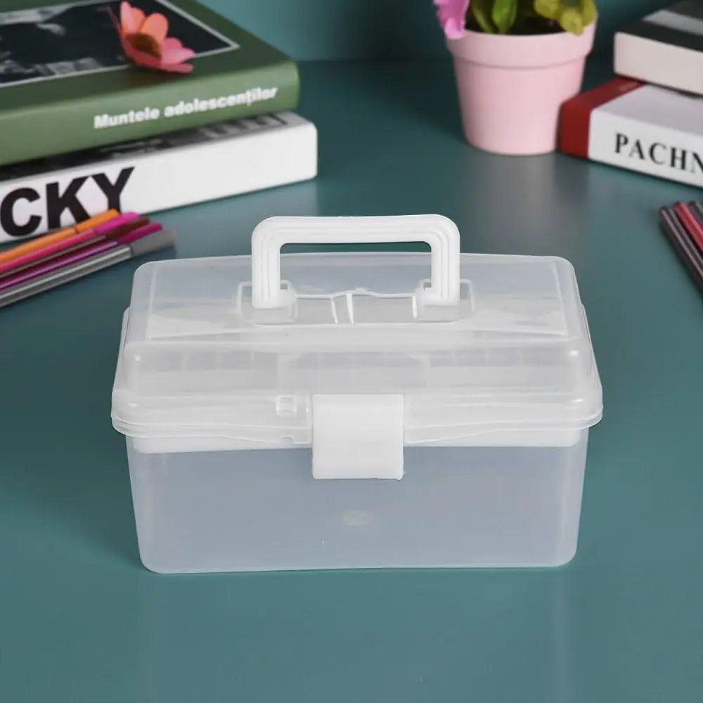 Home Box and Travel Storage Box, Plastic Kit Case Container Empty, Box with Lock Lid & Handle, Emergency Organizer for Family and Traveling, 9.1x4.7x3.7 7.87" x 4.72" x 4.13" White Wholesale Hub