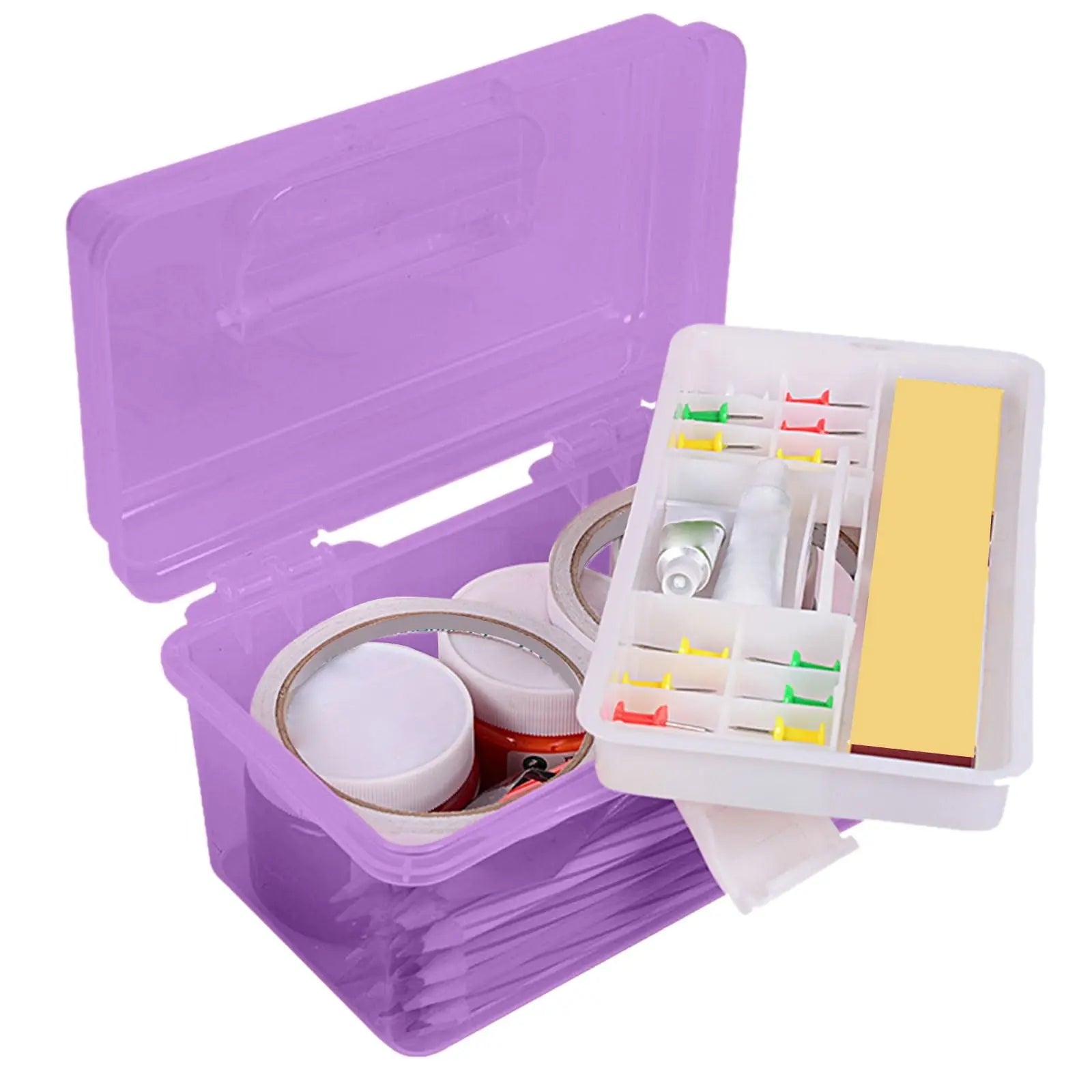 Plastic Storage Bins With Lid and Handle, Plastic Latch Storage Box, Stackable Storage Container, Small Plastic Storage Basket, Cute Organizer Box for Home, Office, 1 Pcs, 7.68x4.13x4.33 7.08" x 3.54" x 4.13" Purple Wholesale Hub