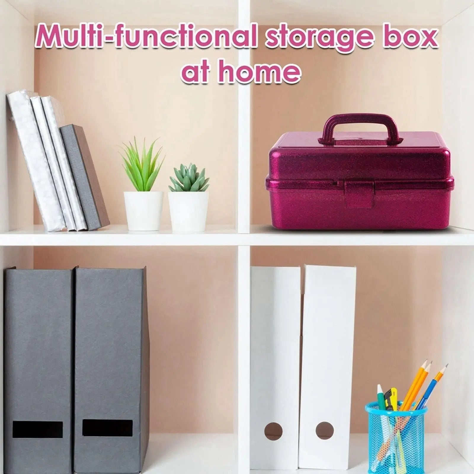 Plastic Storage Bins With Lid and Handle, Plastic Latch Storage Box, Stackable Storage Container, Small Plastic Storage Basket, Cute Organizer Box for Home, Office, 1 Pcs, 7.68x4.13x4.33 12.99" x 5.7" x 7.67" Red Wholesale Hub
