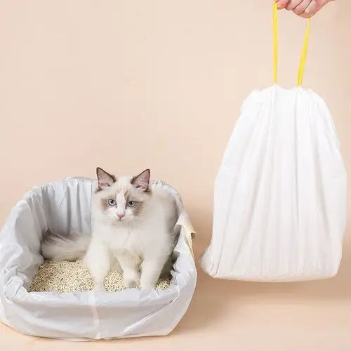 Cat Litter Bags - Cat Litter Liner - Cat Litter Bags - With Drawstring - Extra Strong - Cat Litter Bags - Hygiene - Leakproof - Thick Plastic Bags - Cat Accessories - Cleaning - Universal - Large Size - Tear-resistant - White - 3 pieces Wholesale Hub