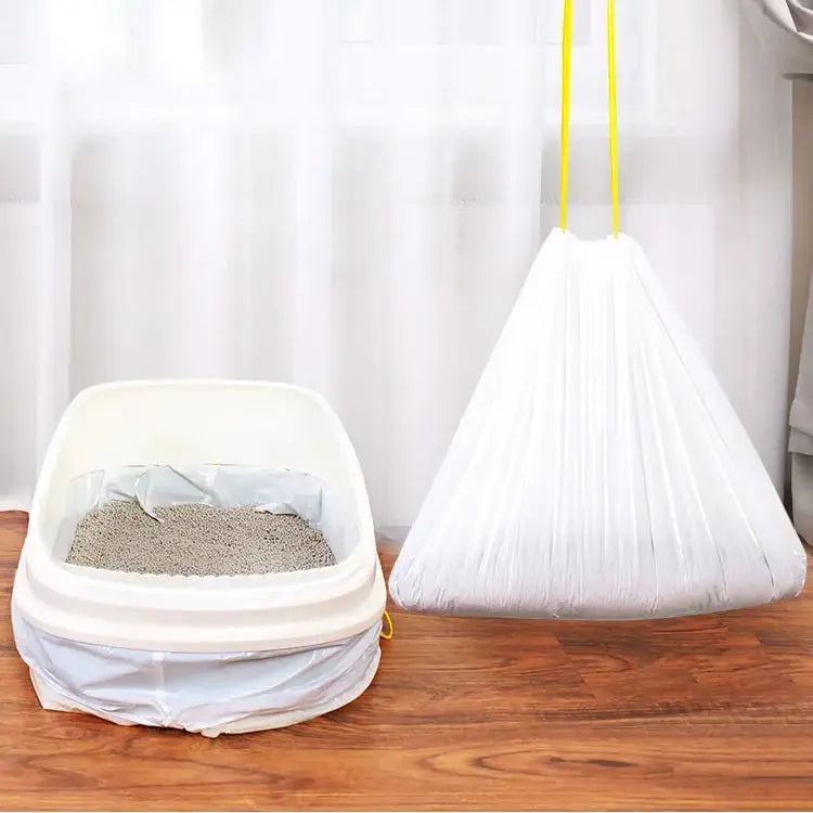 Cat Litter Bags - Cat Litter Liner - Cat Litter Bags - With Drawstring - Extra Strong - Cat Litter Bags - Hygiene - Leakproof - Thick Plastic Bags - Cat Accessories - Cleaning - Universal - Large Size - Tear-resistant - White - 3 pieces Wholesale Hub