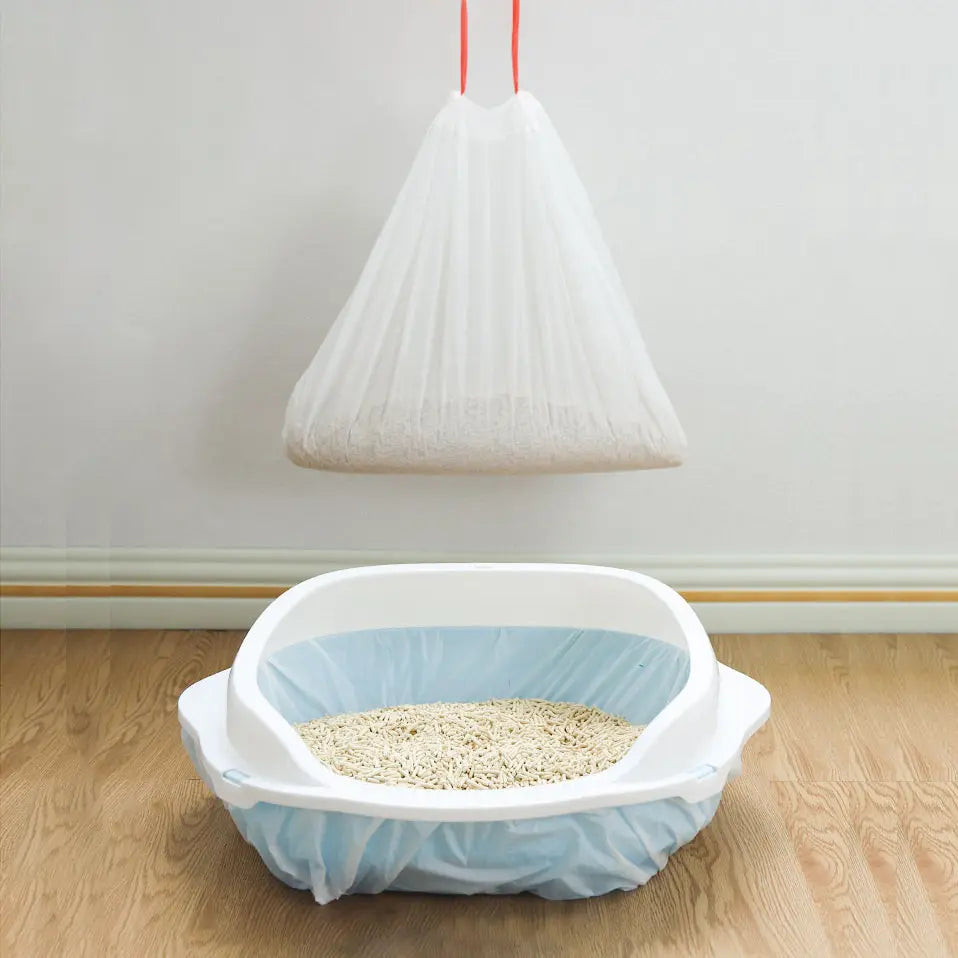 Cat Litter Bags - Cat Litter Liner - Cat Litter Bags - With Drawstring - Extra Strong - Cat Litter Bags - Hygiene - Leakproof - Thick Plastic Bags - Cat Accessories - Cleaning - Universal - Large Size - Tear-resistant - White - 3 pieces Wholesale Hub