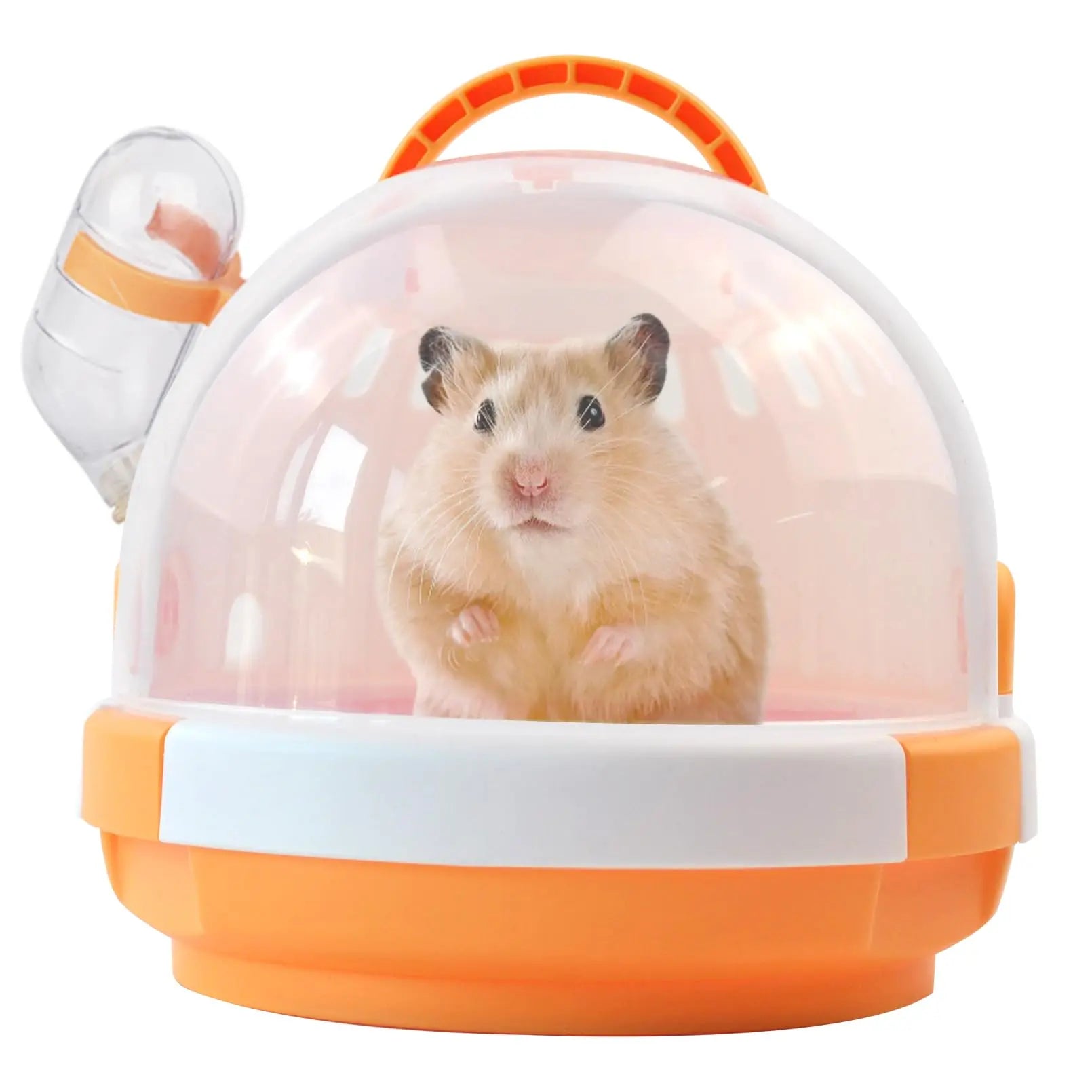 Hamster Cage - Rodent Transport Box - Hamster Cage - Travel Basket - Transport Box - Mouse Cage - Dwarf Hamster - With Drinking Bottle - Gerbil - Guinea Pig - Rat Cage - Portable Cage - Pet Supplies - Orange - 1 Piece Wholesale Hub