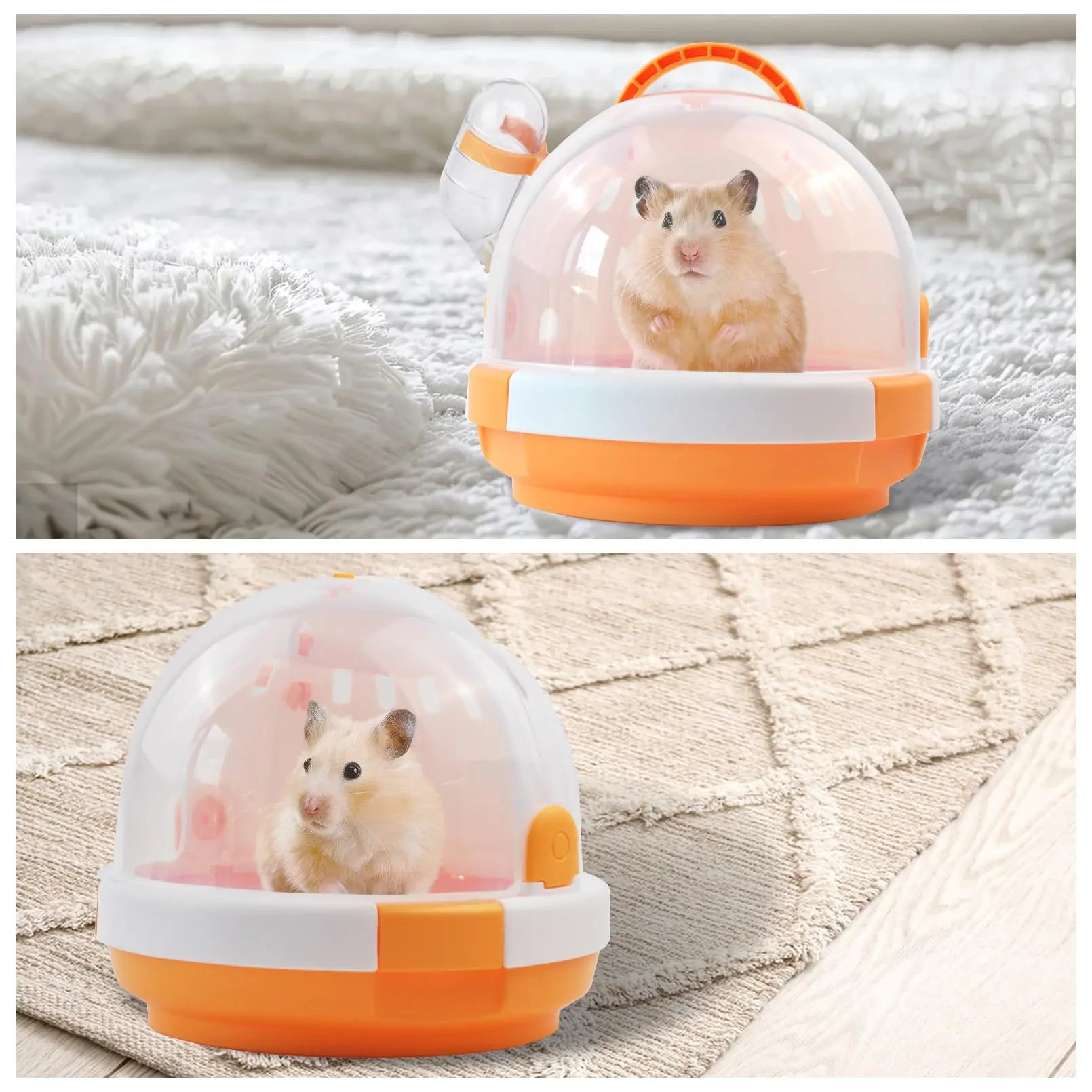 Hamster Cage - Rodent Transport Box - Hamster Cage - Travel Basket - Transport Box - Mouse Cage - Dwarf Hamster - With Drinking Bottle - Gerbil - Guinea Pig - Rat Cage - Portable Cage - Pet Supplies - Orange - 1 Piece Wholesale Hub