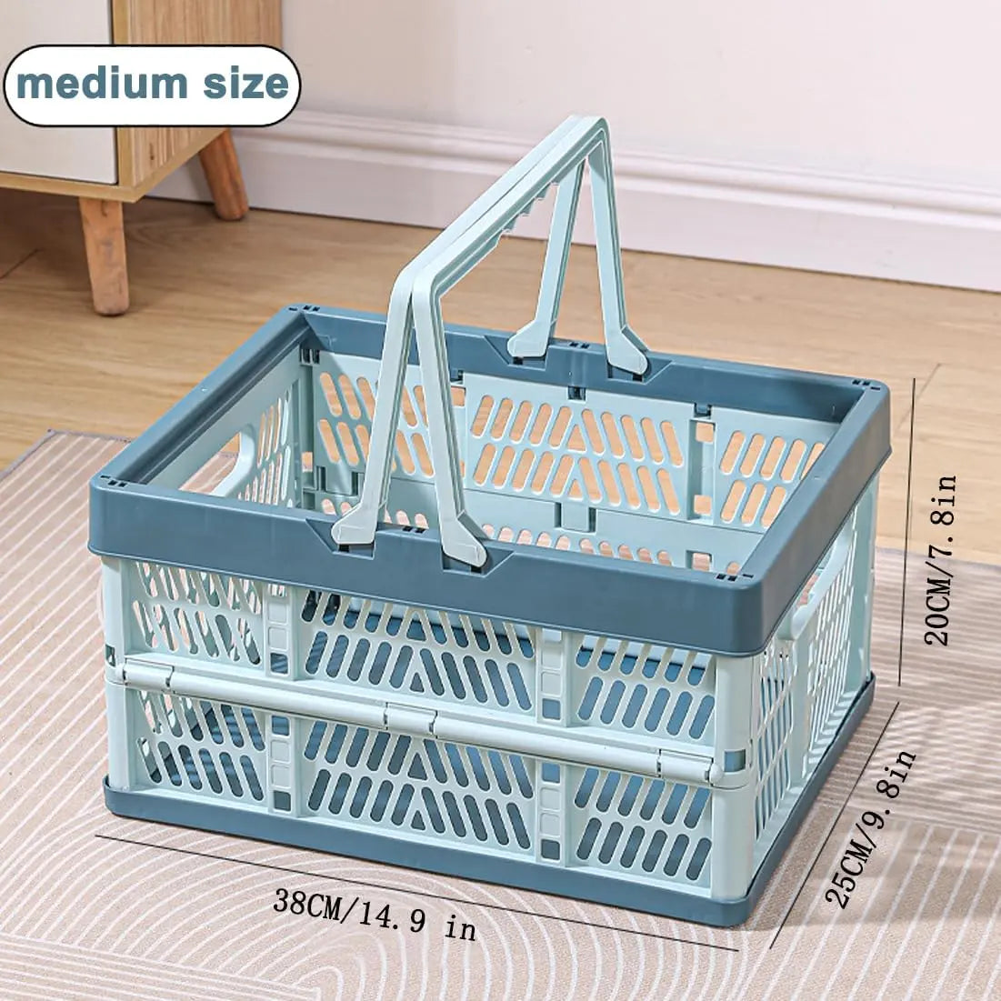 Folding Crate - Folding Crate - Shopping Basket - Storage Basket - Collapsible Basket - Shopping Crate - Storage Box - Plastic Crate - Camping - Car Organizer - Foldable - Stackable - With Handles - Trunk - Blue Gray - 1 Piece Wholesale Hub