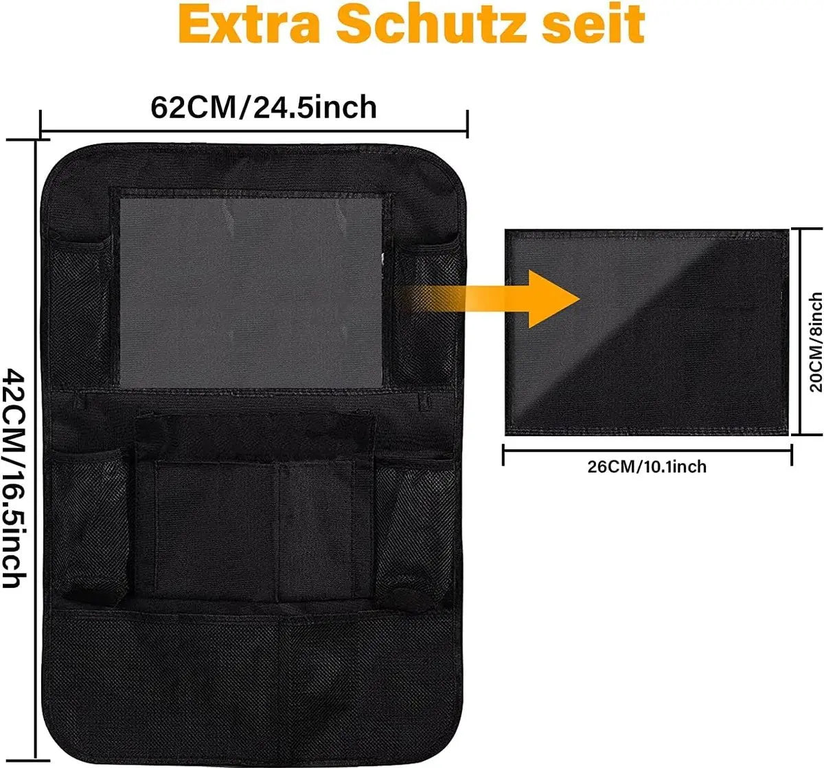 Famanu - Children's Car Organizer, 2 PCS Car Storage Accessories with 24.4 cm iPad Pocket, 10 Pockets for the Car Seat Backrest, Black Wholesale Hub