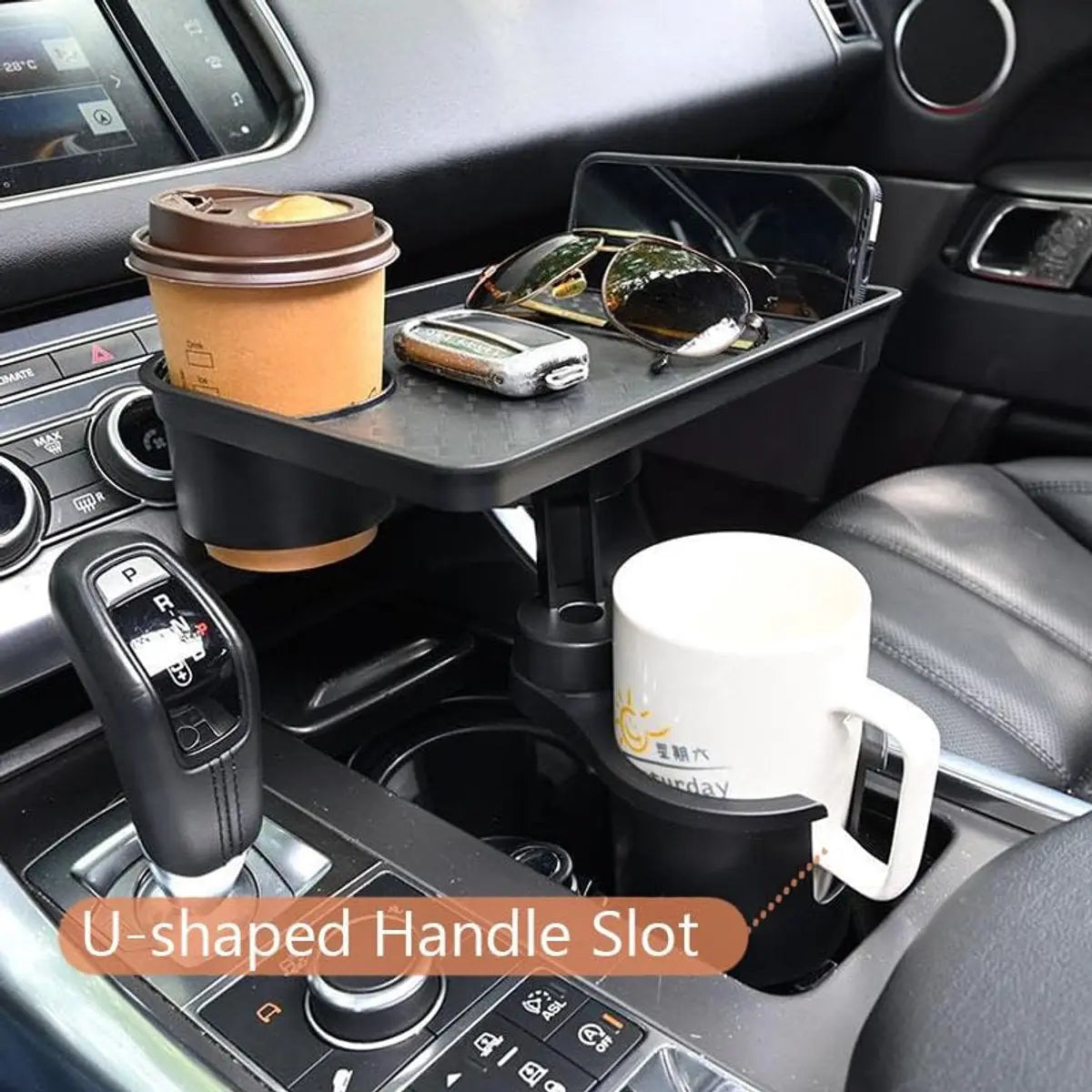 Portable car storage accessories, car beverage tray, car cup tray, 360-degree rotatable, adjustable insert foot 7.5 cm Wholesale Hub