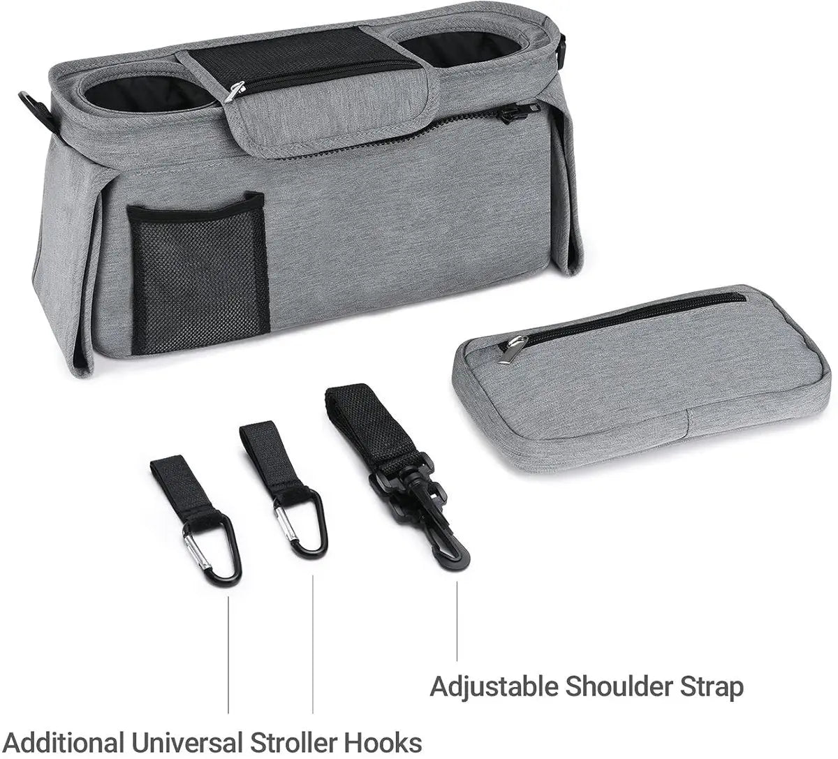 Universal storage bag for stroller - with drink holder - cup holder - stroller storage accessories - large capacity stroller bag Wholesale Hub