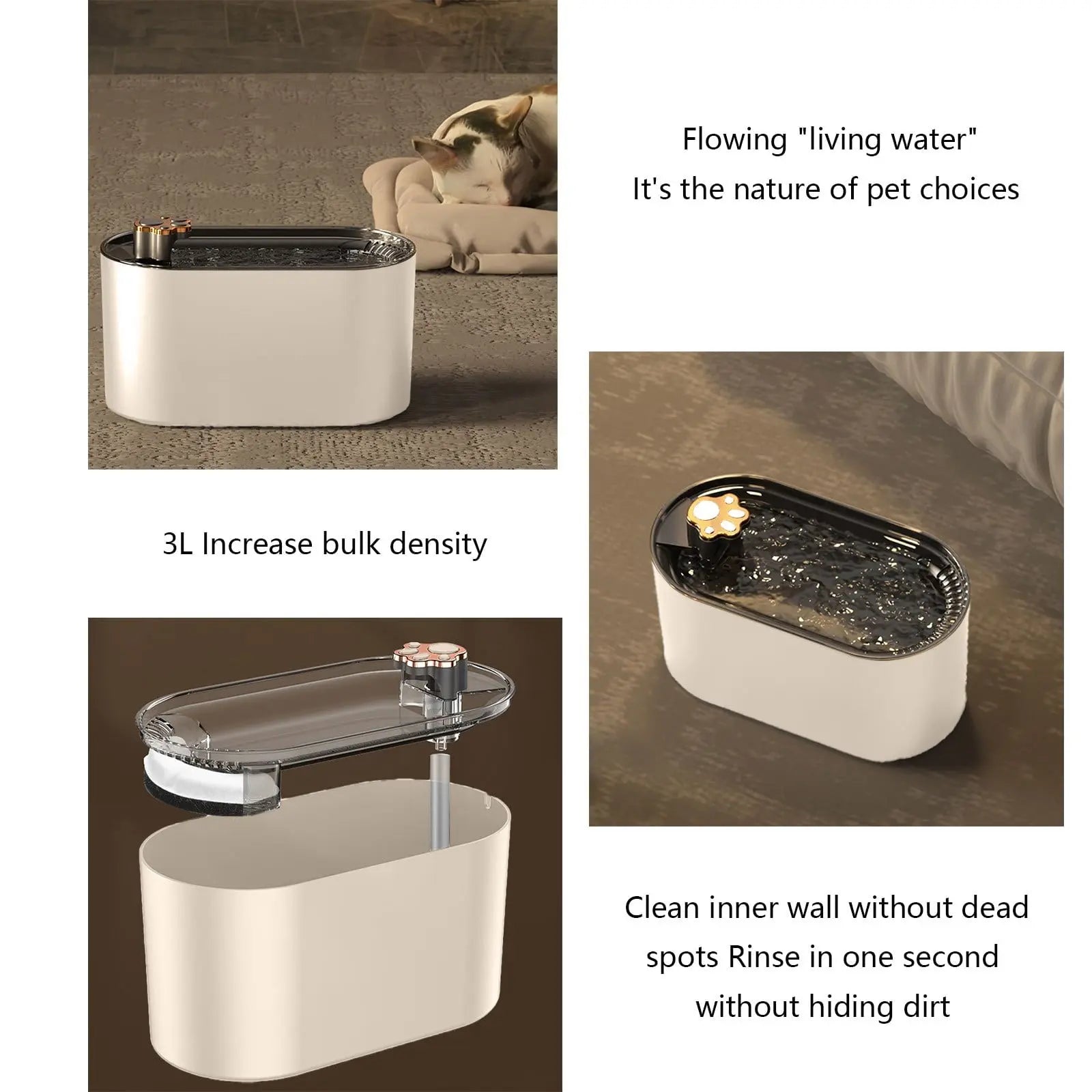 Cats Water Fountains, 3L Automatic Pet Dispenser, Automatic Cats Water Fountains Dog Water Dispenser, Whispers Quiet Cats Fountains Pet Water Fountains, Dog Water Dispenser with LED Light B Wholesale Hub