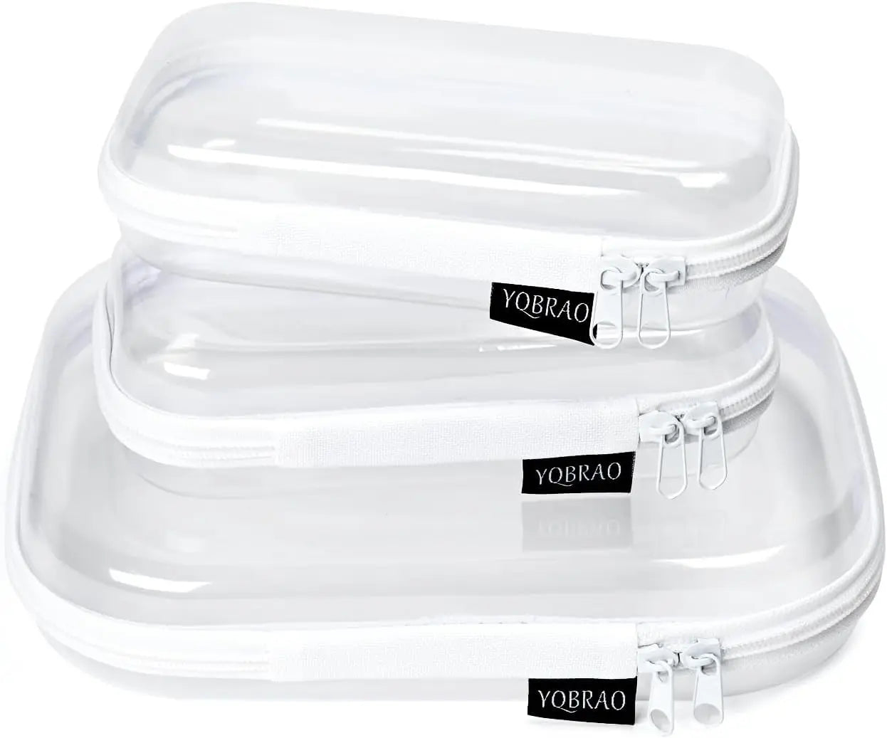 Hard Sided Clear Zipper Case for Storage- Professional-Grade Clear Zipper Pencil Case,Toy Storage Bins, Toiletry Pouch, Travel Organizer, Cosmetic Bagï¼\x88White,2 Pack, Mï¼\x89 M Wholesale Hub