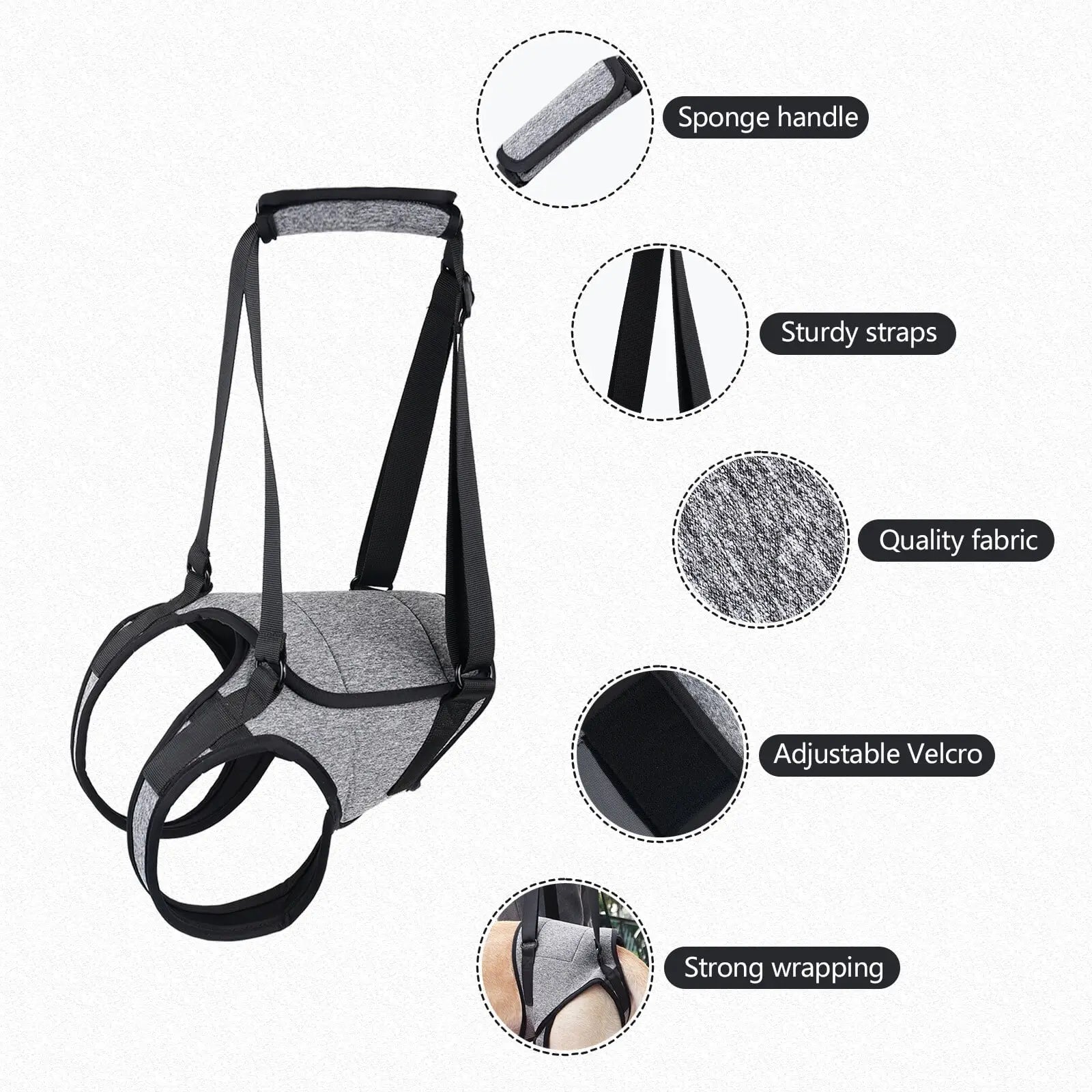 Dog Sling for Large Dogs Hind Leg Adjustable Dog Lift Harnesses For Walking/Climbing Pet Auxiliary Slings for Elderly, Disabled Dogs L Wholesale Hub