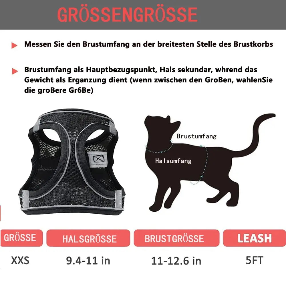 Escape-Proof Cat Harness & Leash Set for Cats, Kittens, Dogs, Puppies - XXS Size Wholesale Hub