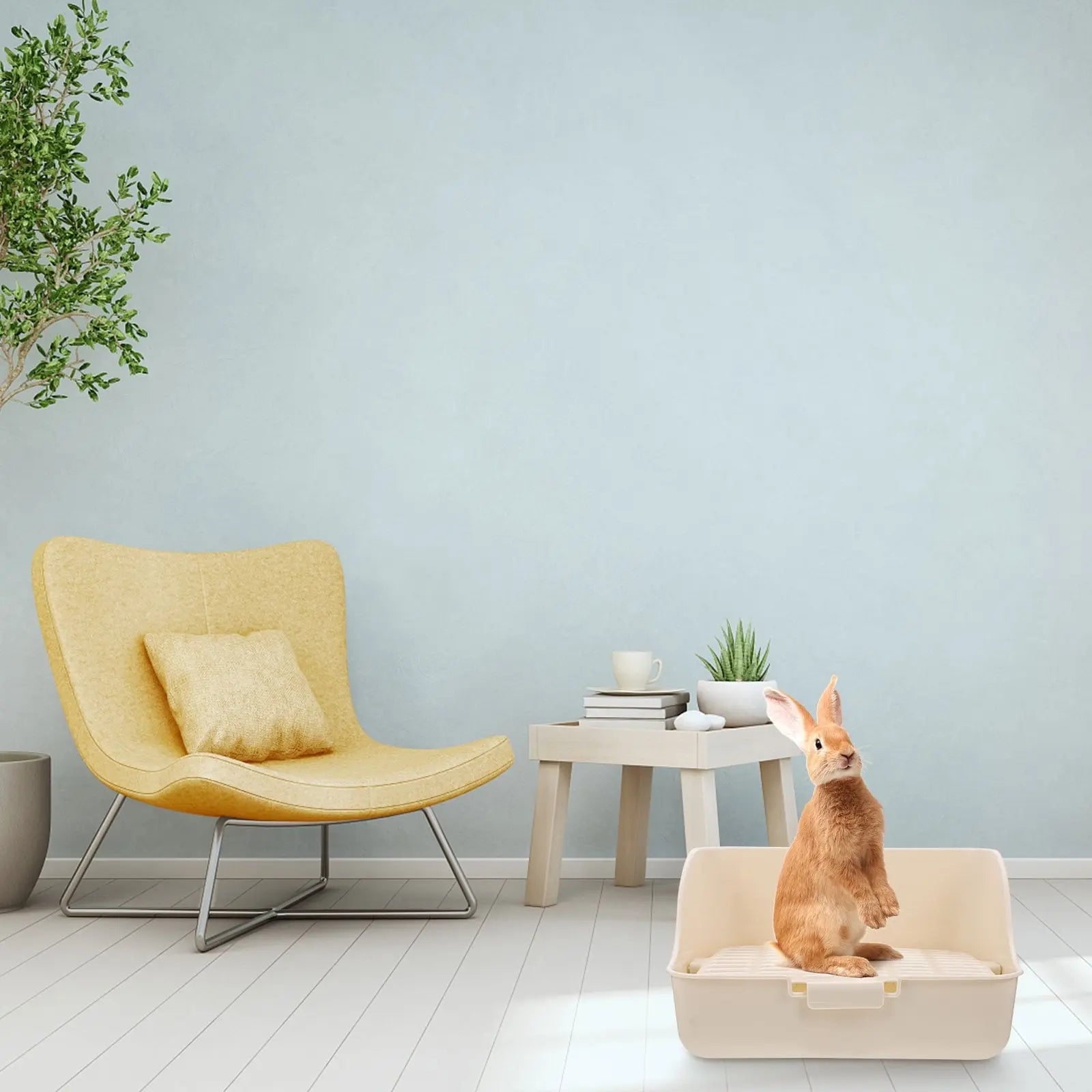 HOOWIFFY Pet Litter Box White Plastic, Durable for Rabbit and Small Animal Use Wholesale Hub