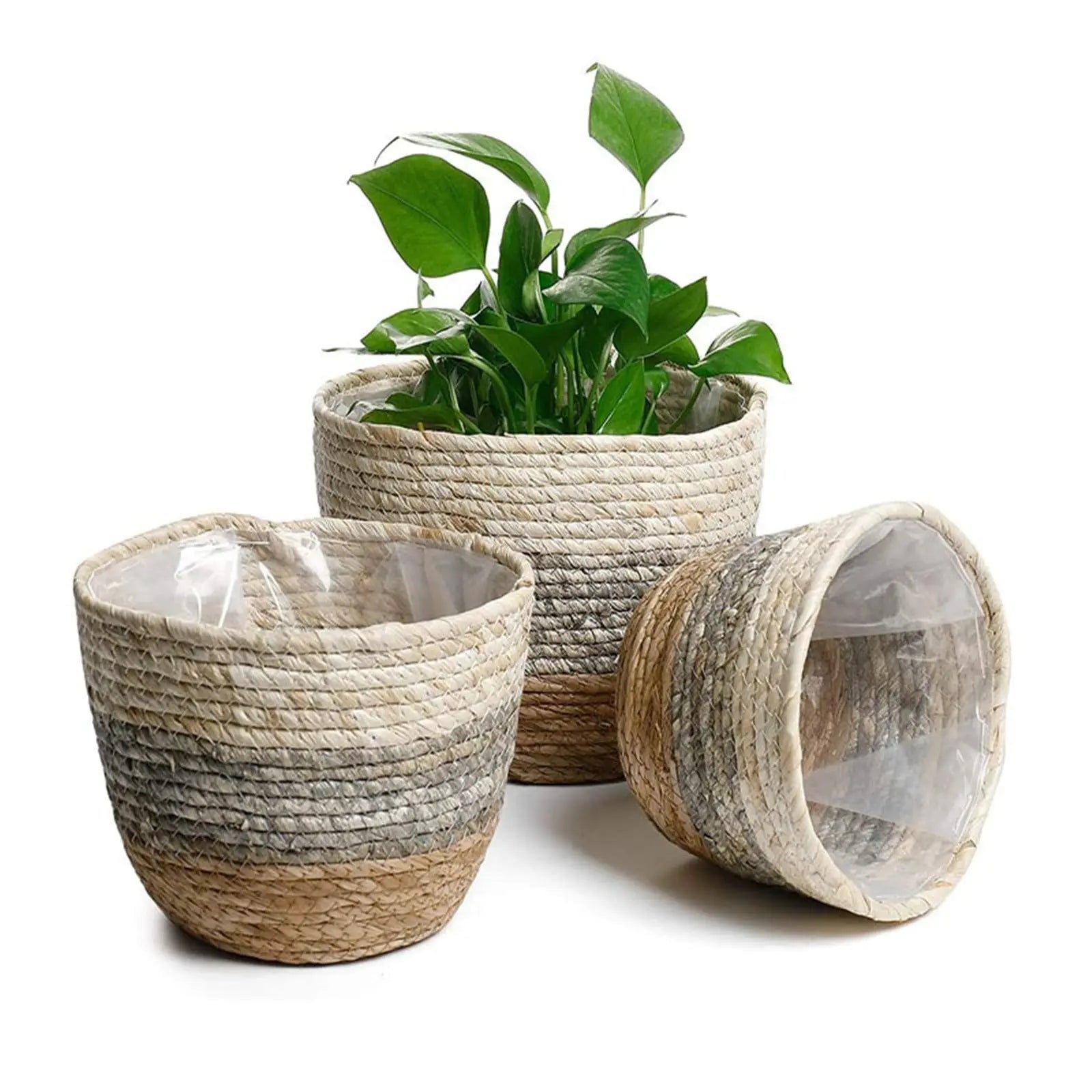 Darzheoy Woven Seagrass Plant Basket, Flower Pots Home Boho Decor, Storage Picnic Grocery Straw Bag for Plant Artificial Tree - 5.5"×8.7"×6.3 B Wholesale Hub