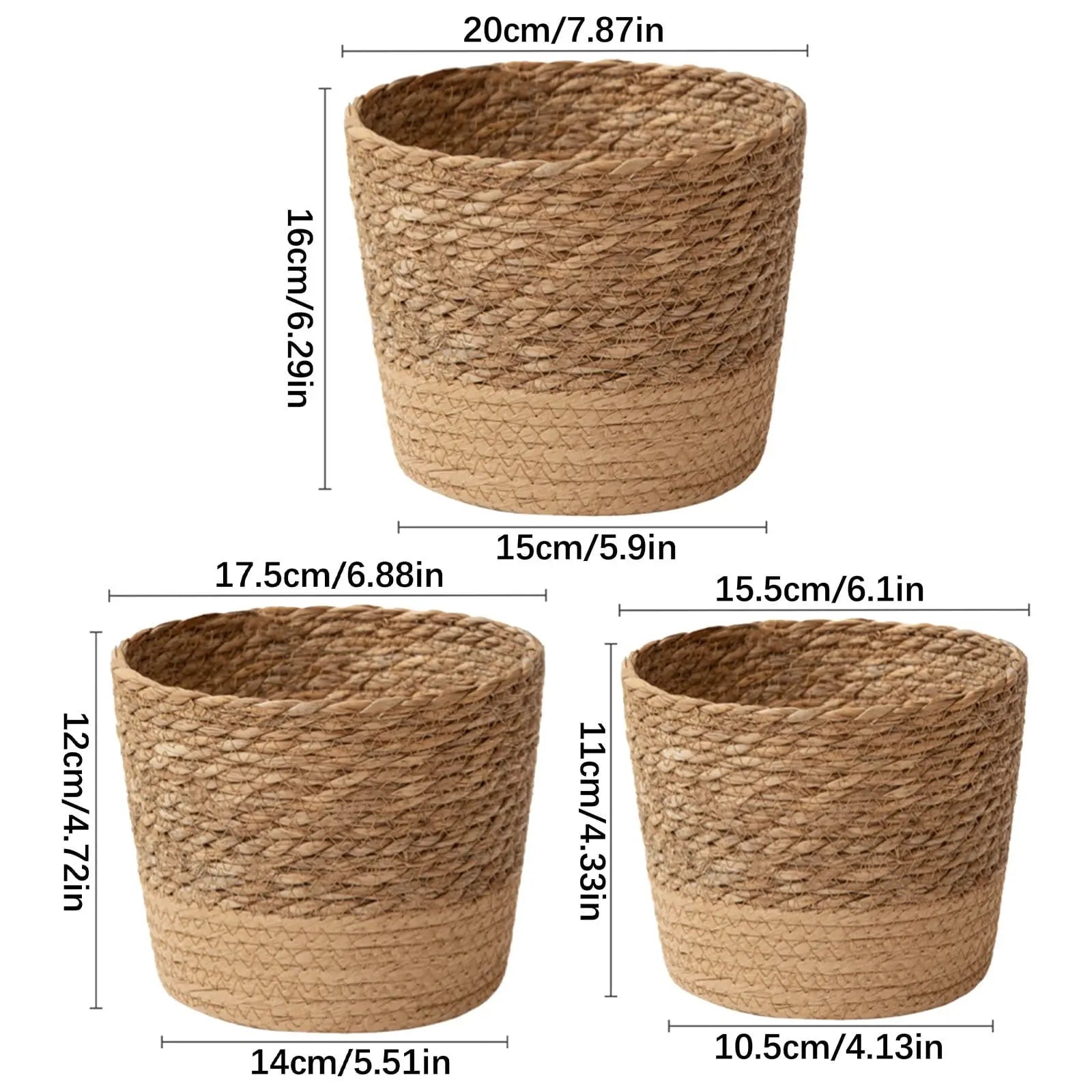 Darzheoy Woven Seagrass Plant Basket, Flower Pots Home Boho Decor, Storage Picnic Grocery Straw Bag for Plant Artificial Tree - 5.5"×8.7"×6.3 E Wholesale Hub