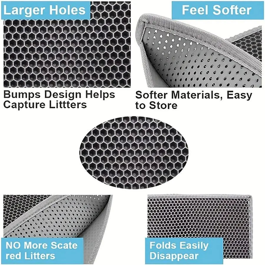 Cat Litter Mat Double Layer Waterproof Urine Proof Trapping Mat  Small Cat Litter Box Mat (Gray, 30x30 Inch of 1) Wholesale Hub