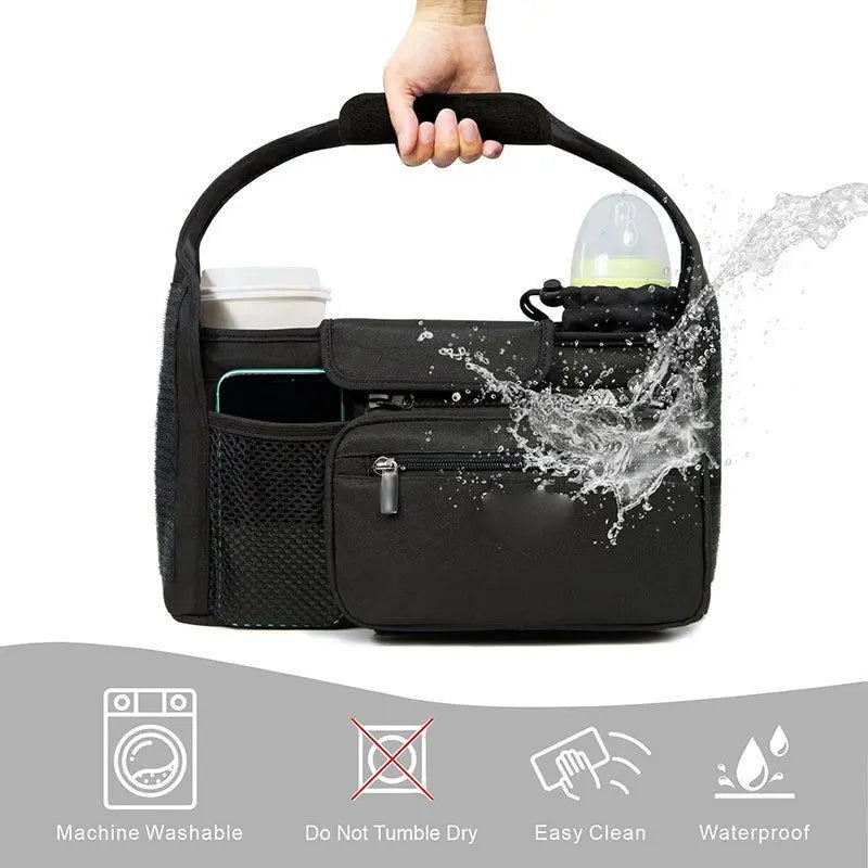 Universal Stroller Organizer with Insulated Cup Holder, Detachable Phone Bag, Shoulder Strap – Fits All Stroller Types, Keeps Drinks Hot/Cold (Black) Wholesale Hub