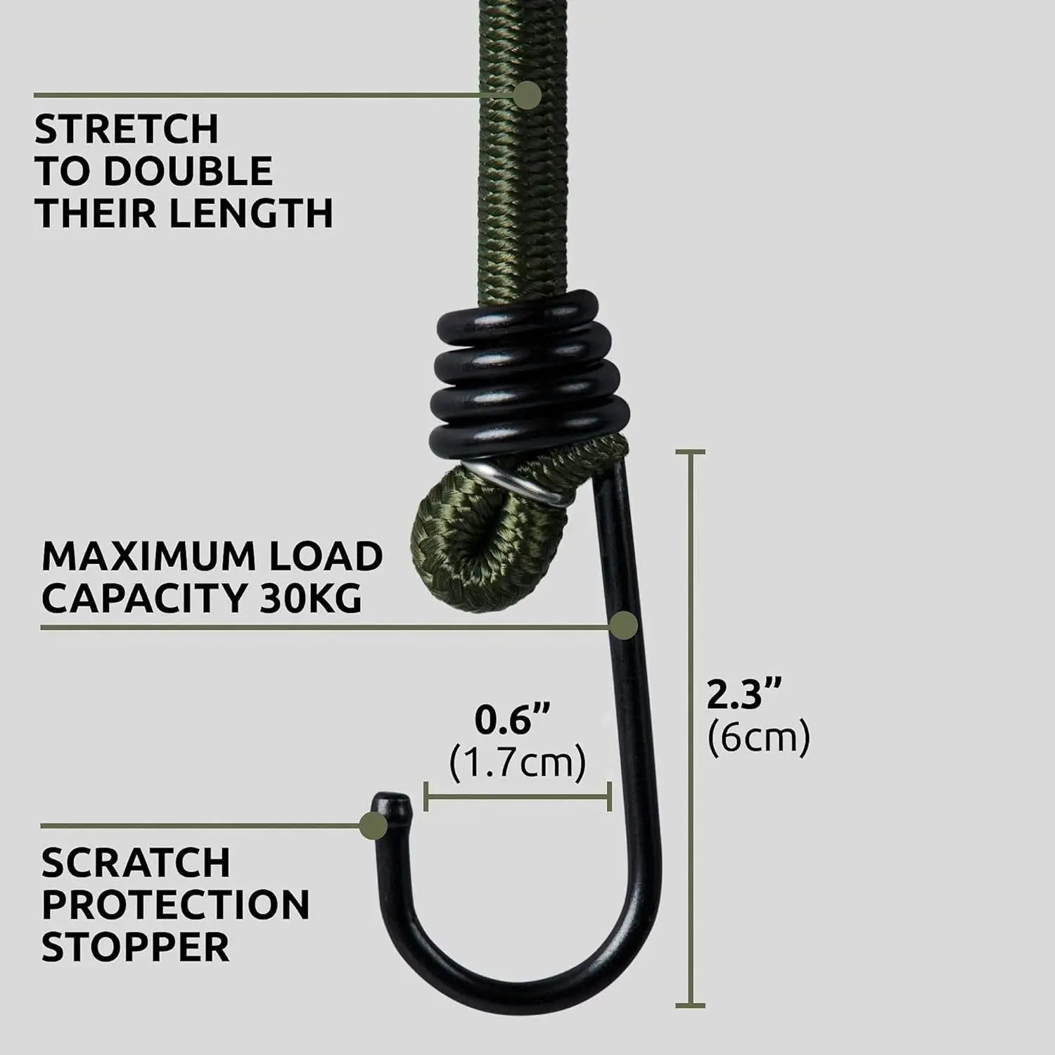 45cm- Heavy Duty Bungee Cords with Hooks10 Pack Multi-Purpose Elastic Bungee Straps for Luggage, Roof Racks, Camping - Weatherproof & UV Resistant Wholesale Hub