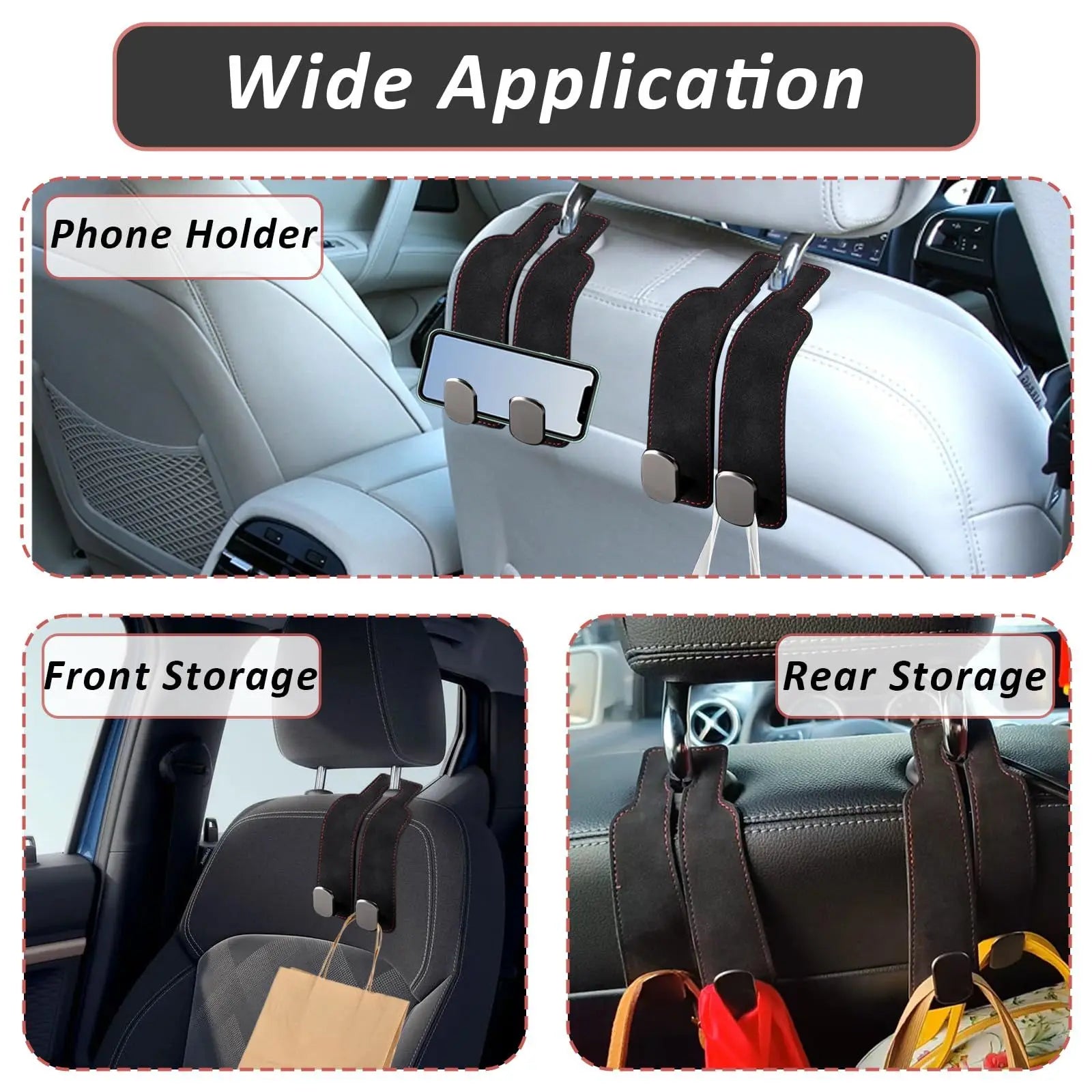 4 pack Car Hooks, Headrest Hook for Car, Car Seat Hooks for Purses and Bags,Purse Hooks fits Car Seat Suitable for Bags (Black-4 Pack) Wholesale Hub